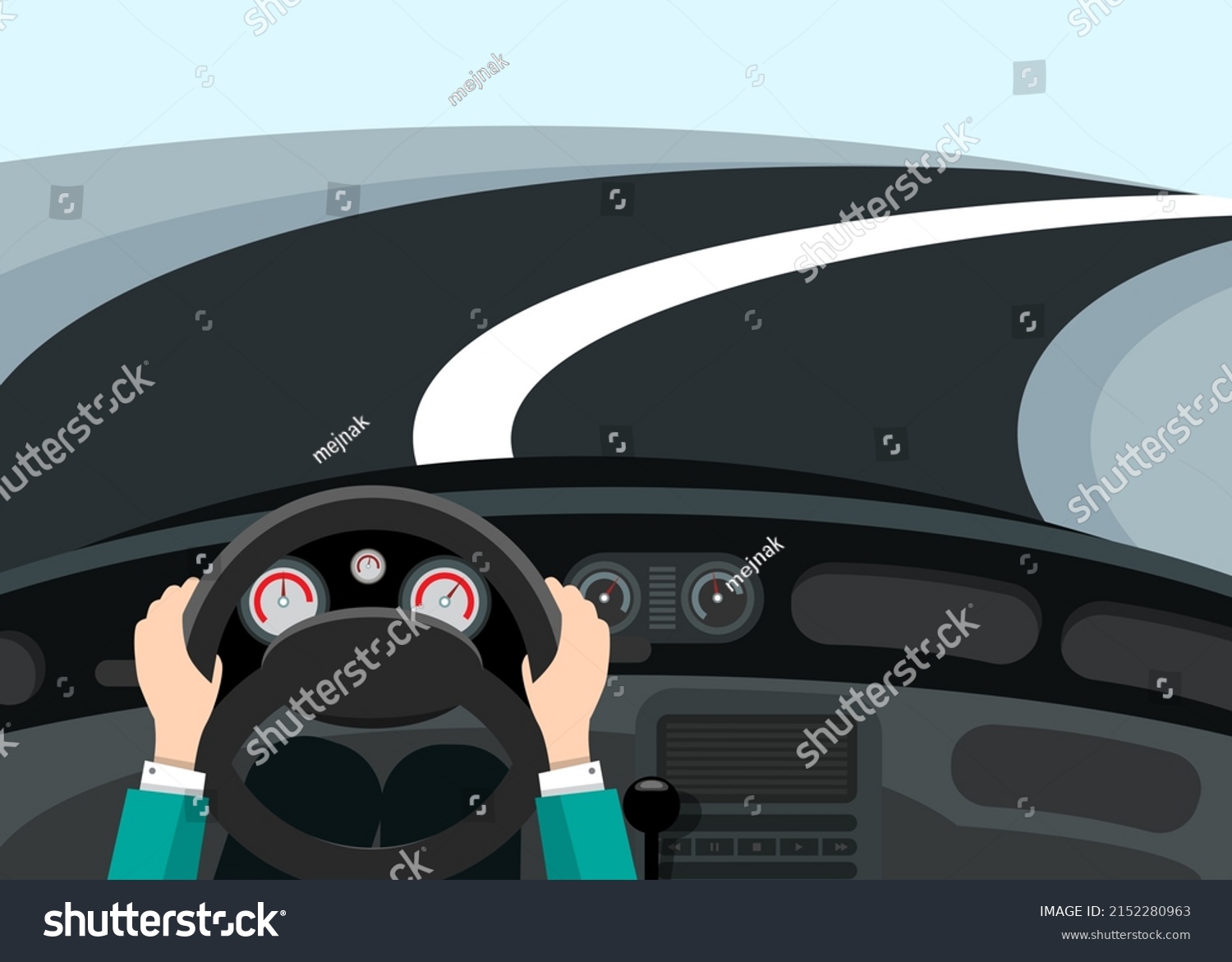 Driving Car Concept Hands On Steering Stock Vector (Royalty Free ...