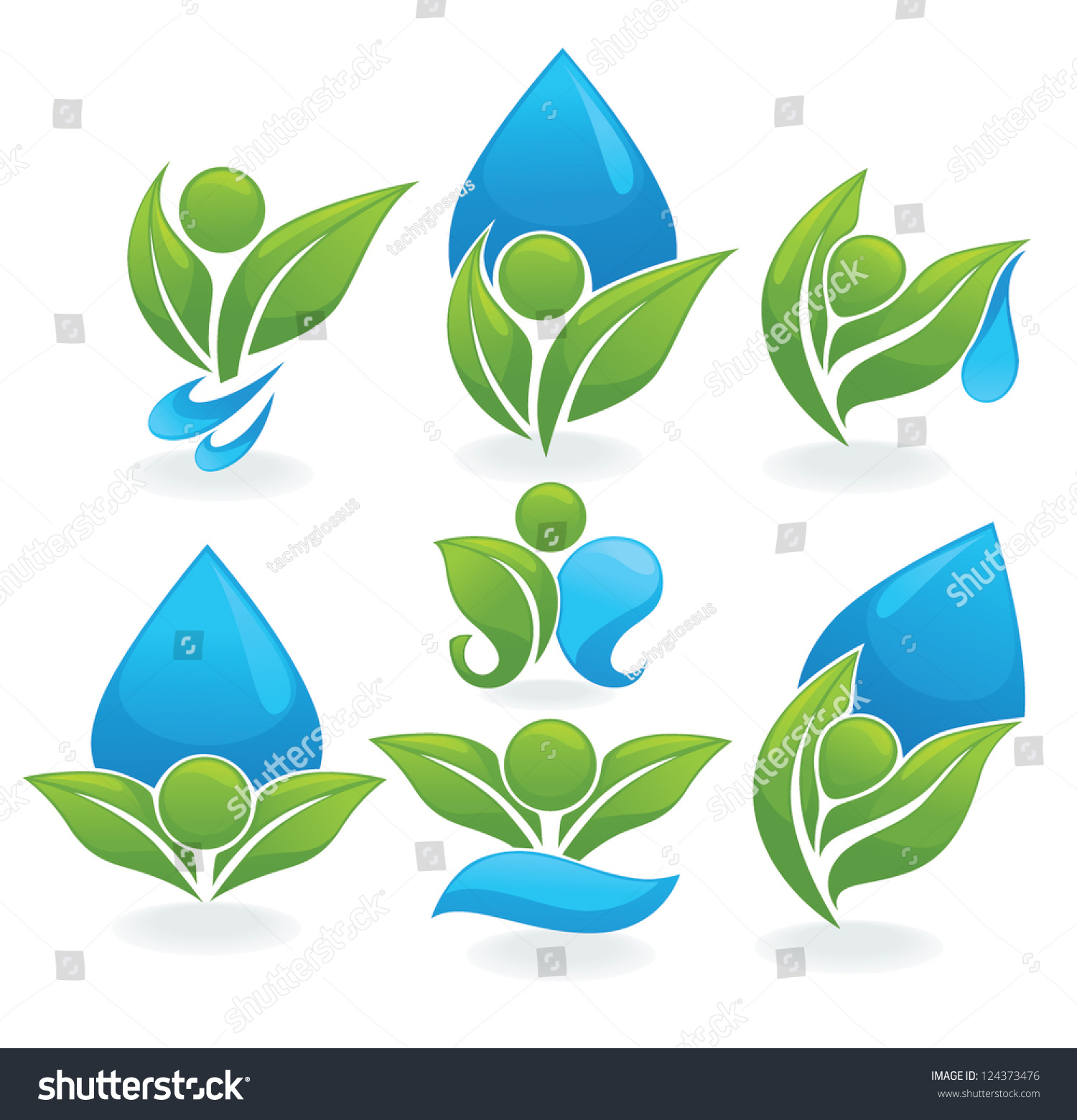 drop-leaves-vector-collection-ecological-signs-vector-de-stock-libre