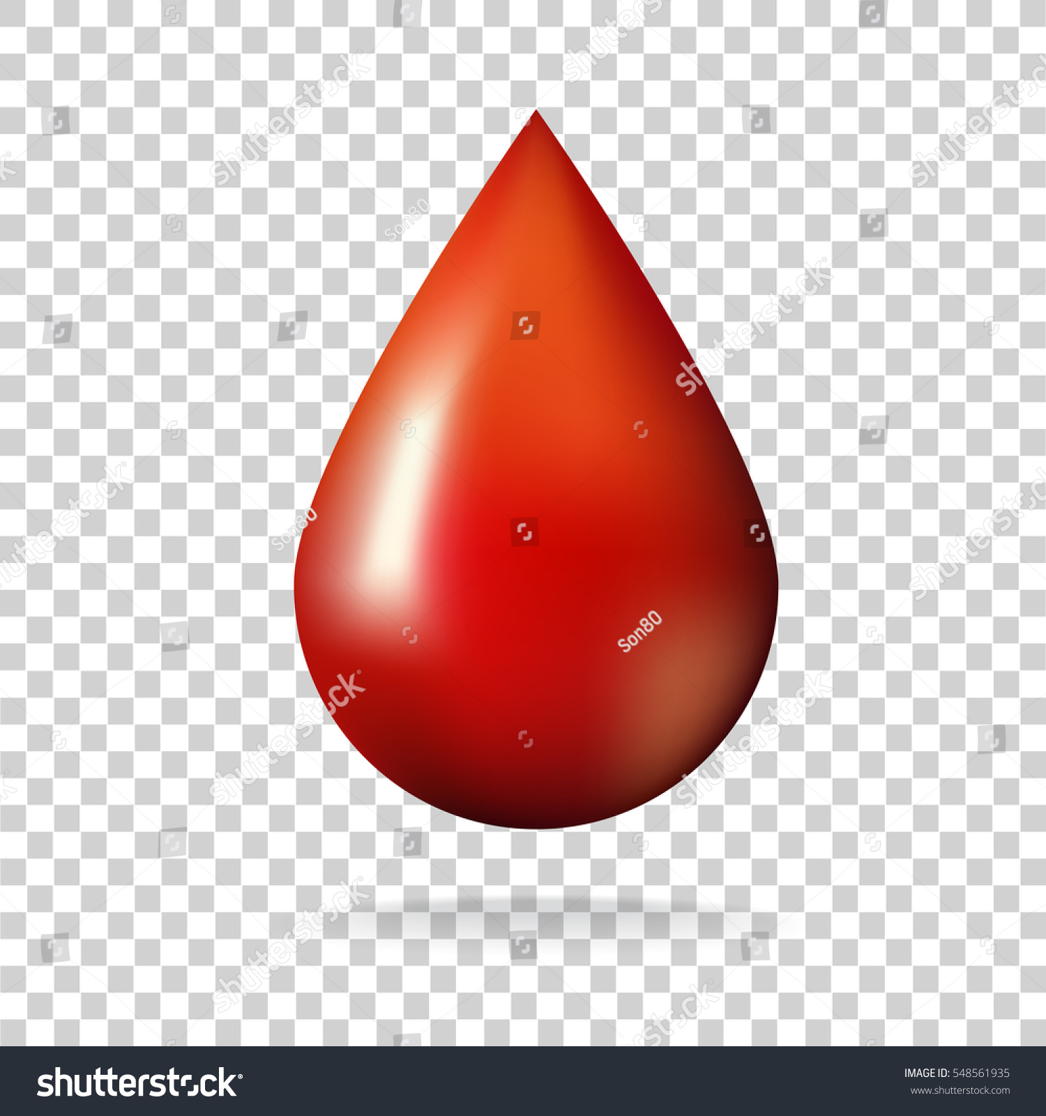 Drop Blood On Transparent Background Vector Stock Vector 548561935