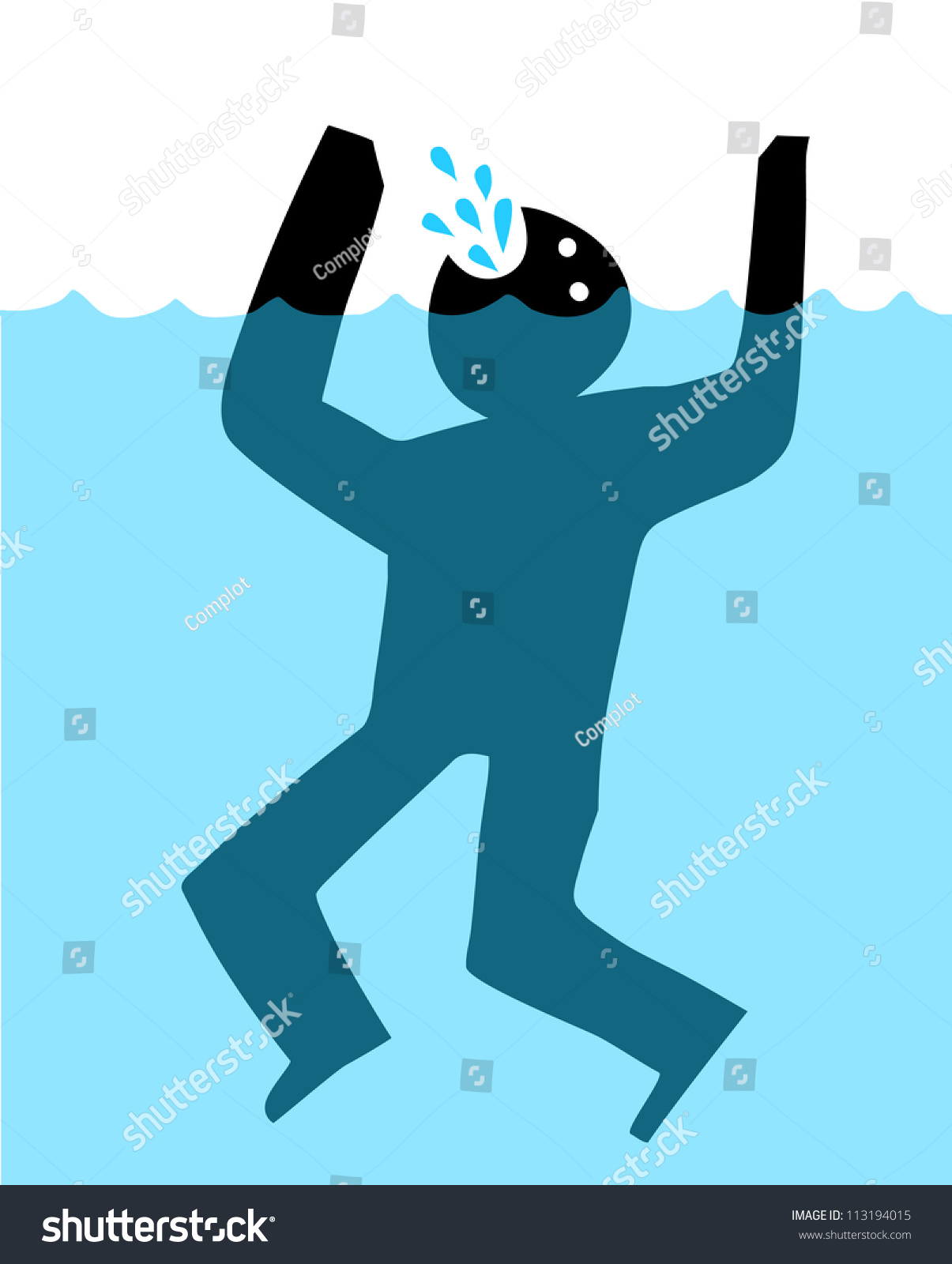 Drowning Man Stock Vector 113194015 - Shutterstock
