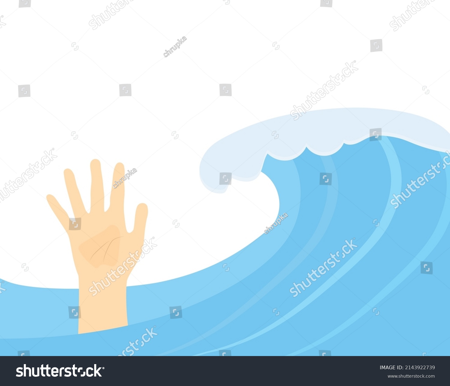 Drowning Man Stormy Sea Asking Help Stock Vector (Royalty Free ...