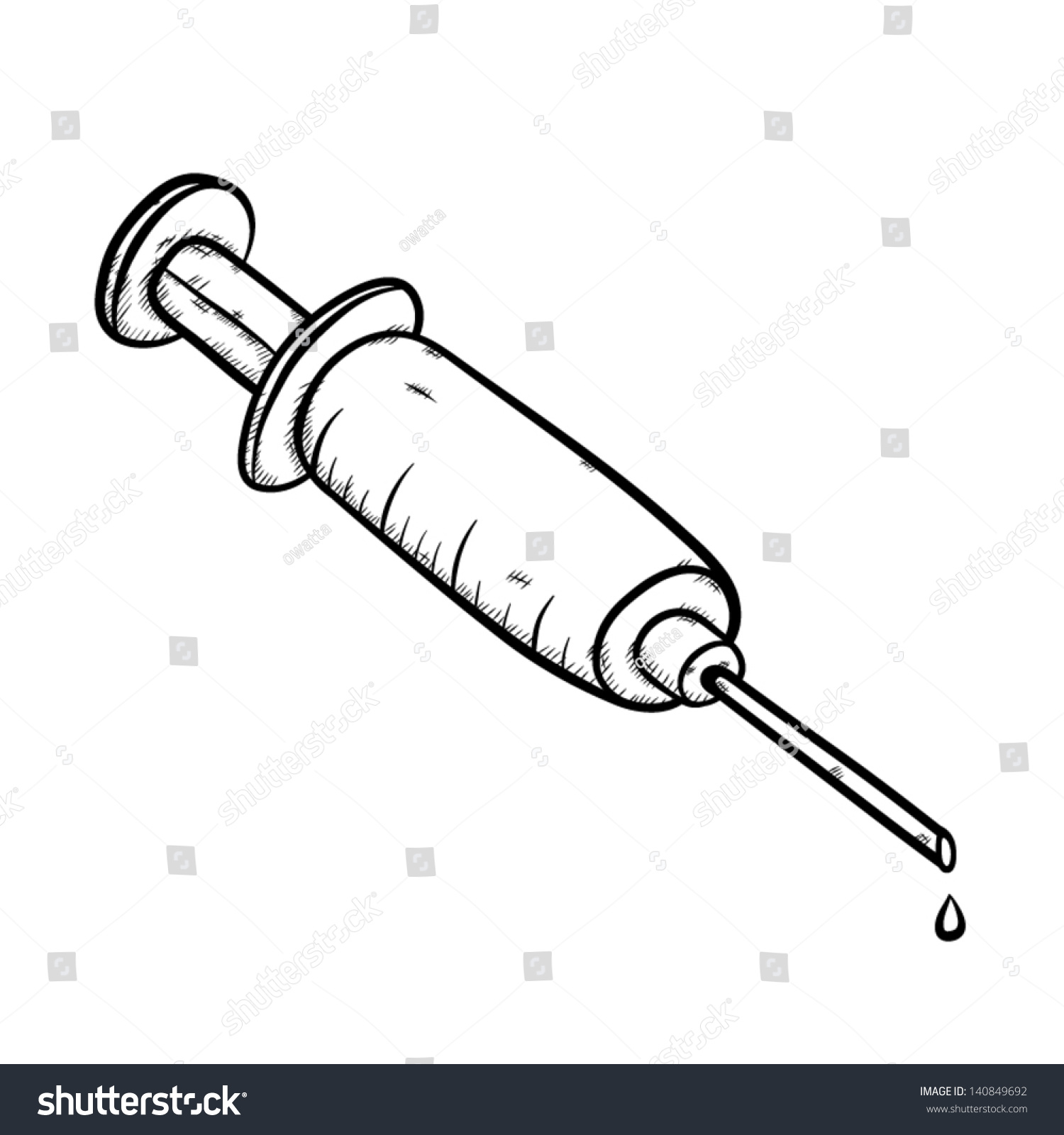Drug Syringe Injecting And Drop Of Liquid / Cartoon Vector And ...