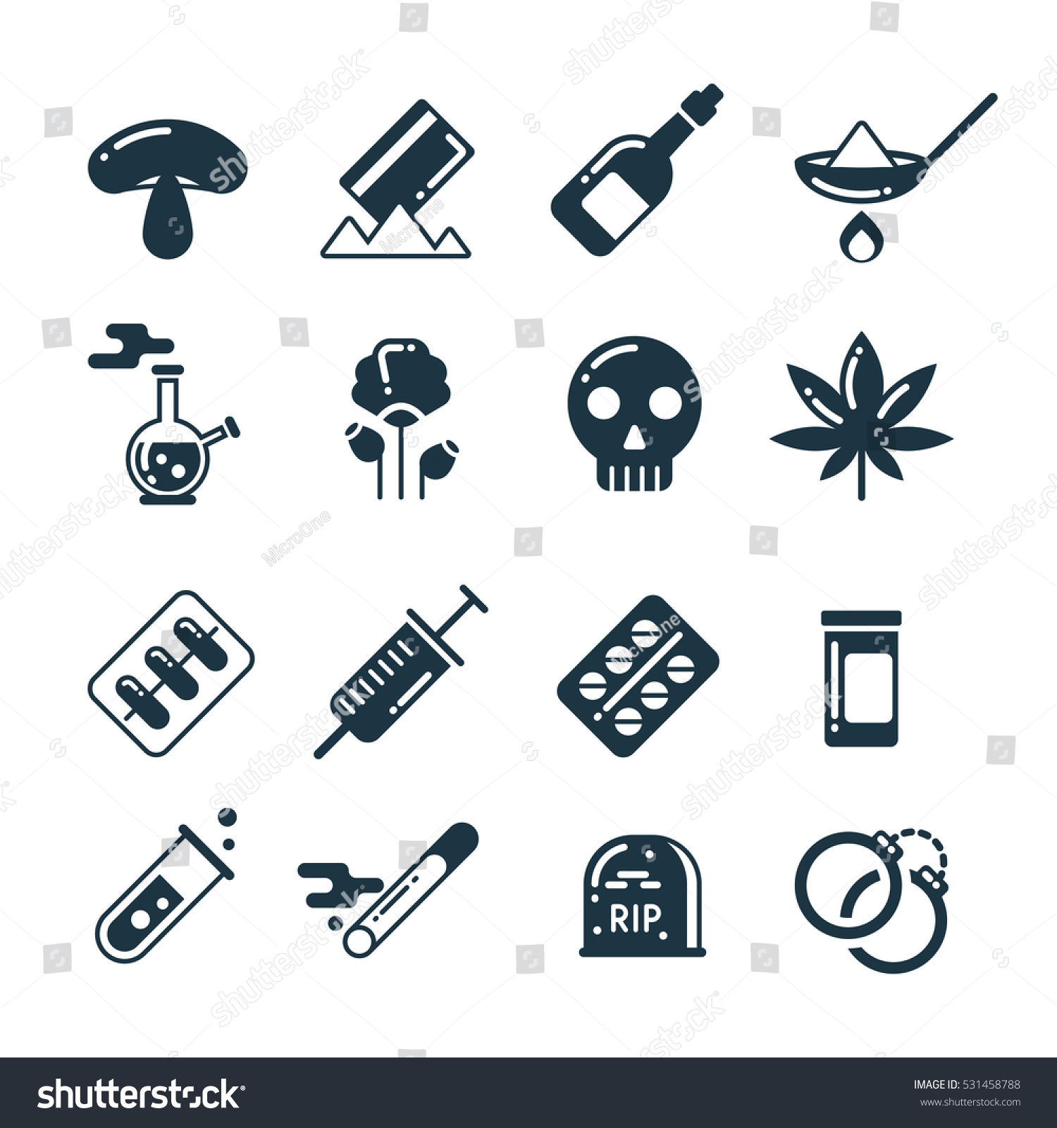 Drugs Alcohol Pills Tablet Narcotic Abuse Stock Vector 531458788 ...