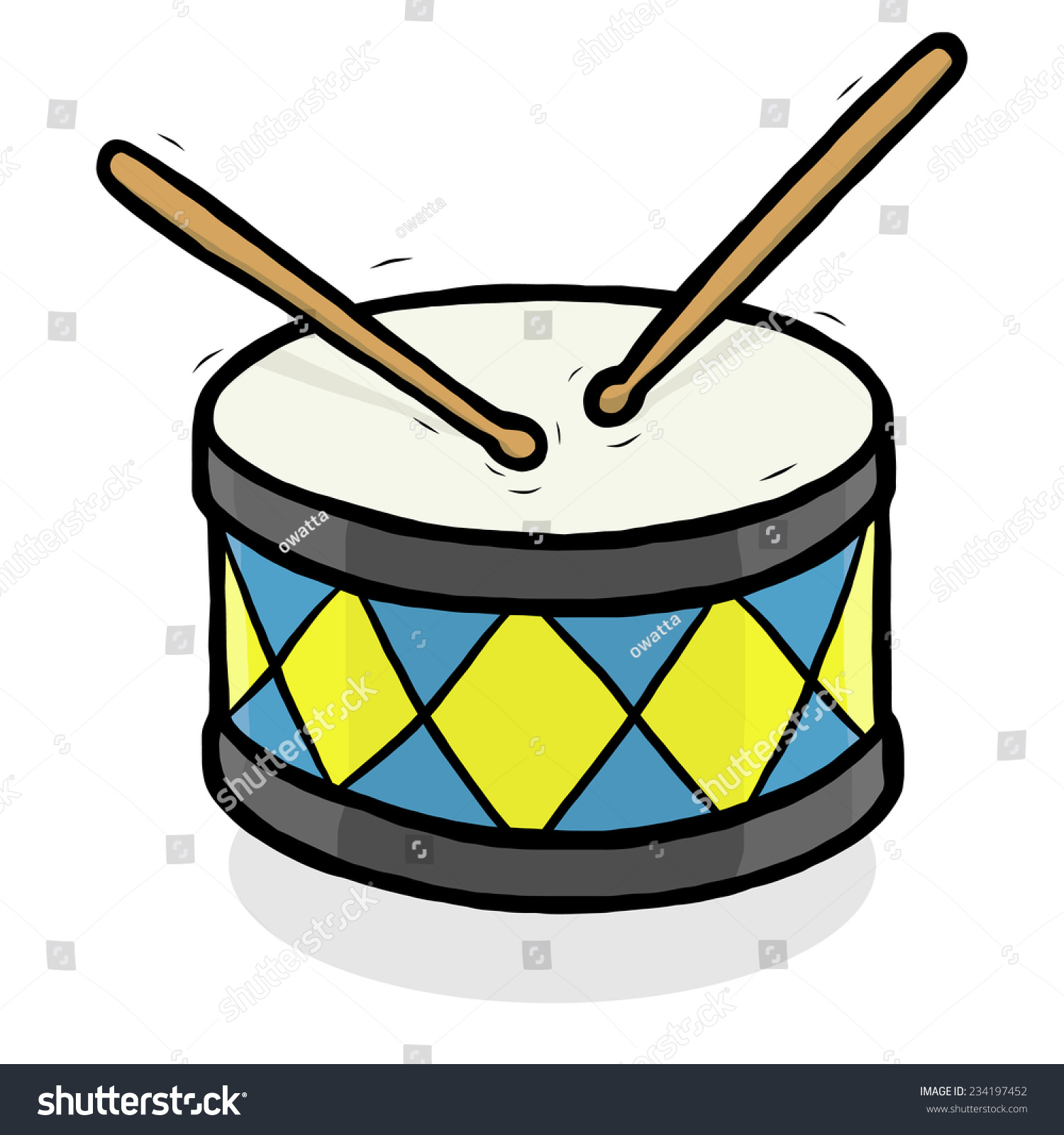 Drum Cartoon Vector Illustration Hand Drawn Stock Vector 234197452 ...