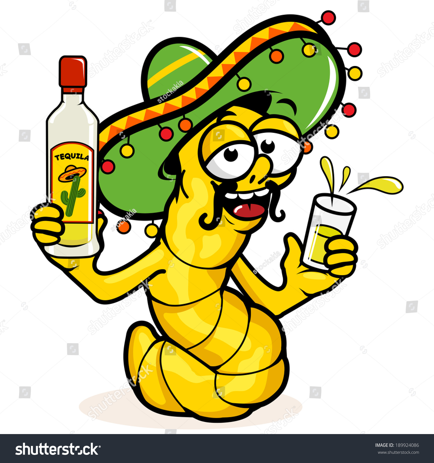 Drunk Cartoon Tequila Worm Stock Vector 189924086 - Shutterstock