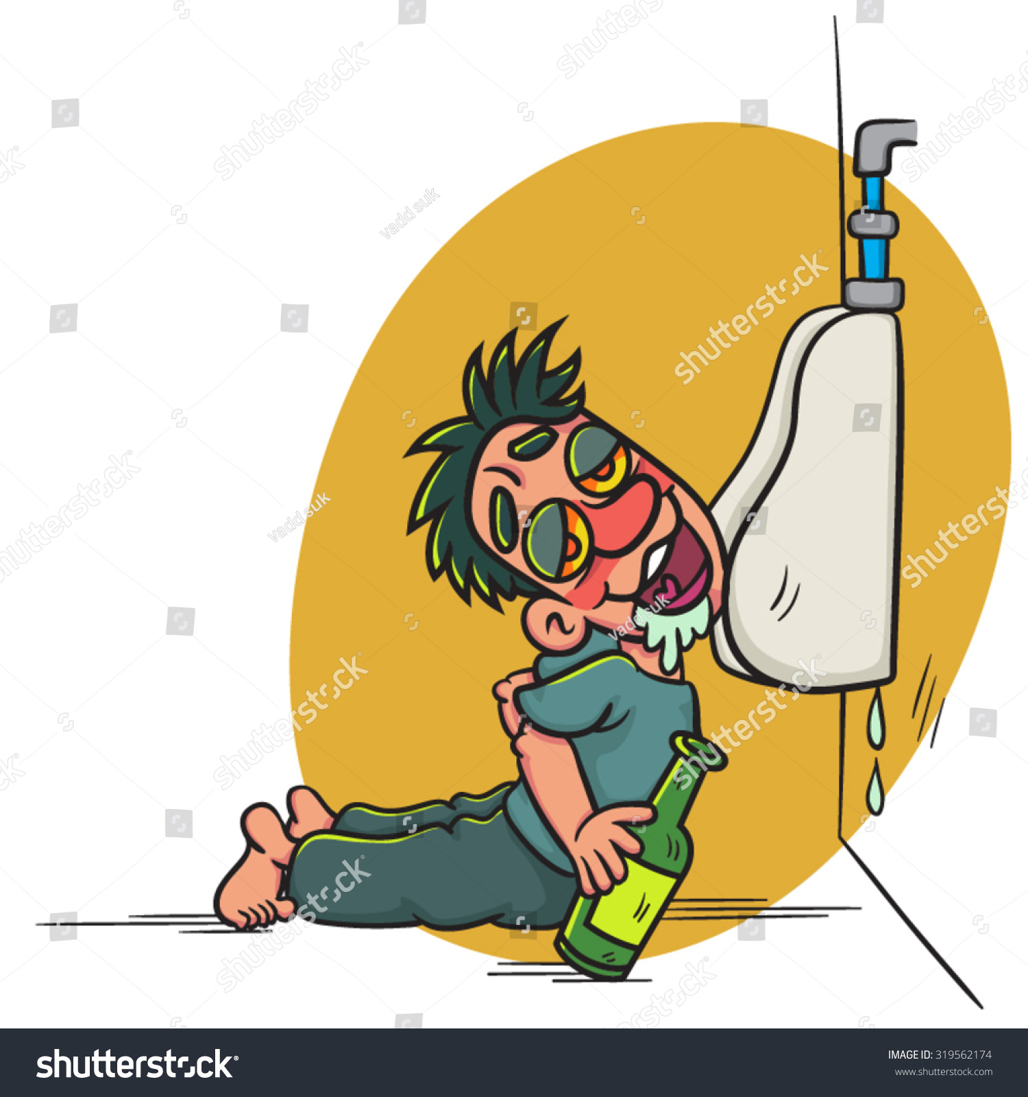 Drunk Man Asleep Toilet Illustration Stock Vector (Royalty Free ...