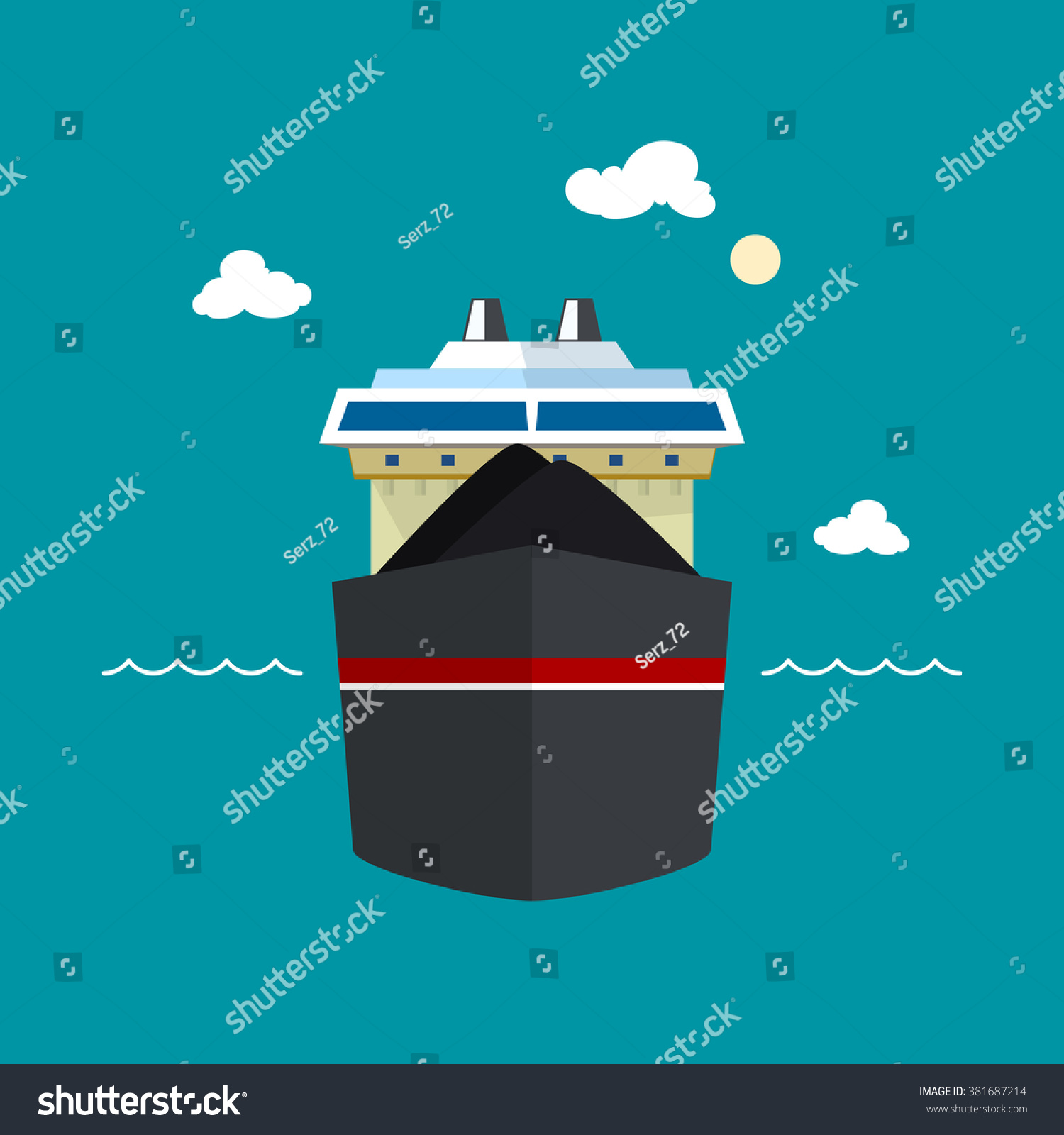 SVG of Dry Cargo Ship Transports Coal, Front View of a Bulk Carrier,  Vector Illustration svg