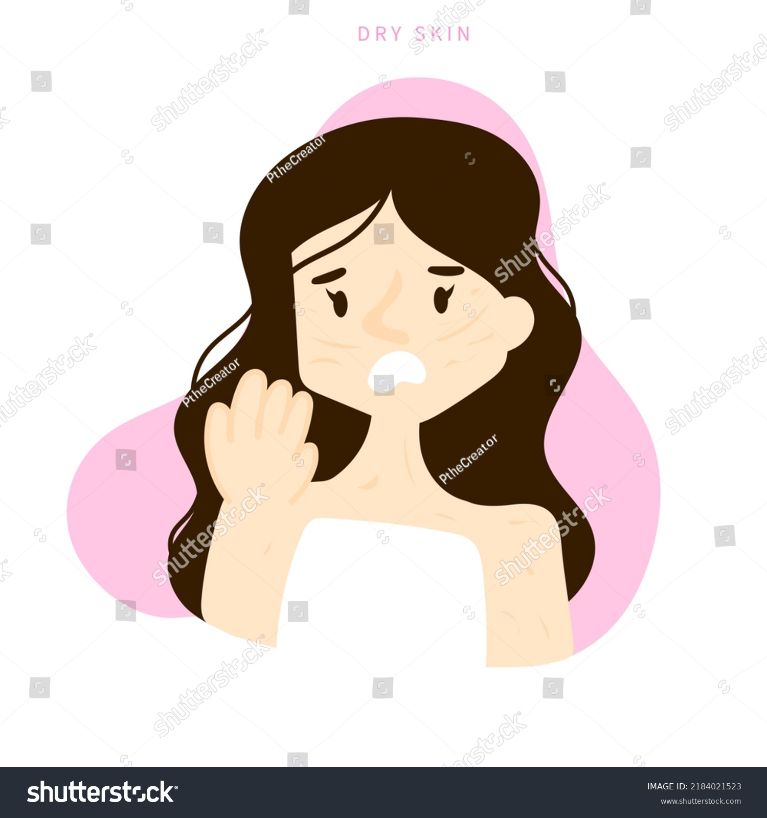 Dry Skin Concept Cute Little Girl Stock Vector (Royalty Free ...