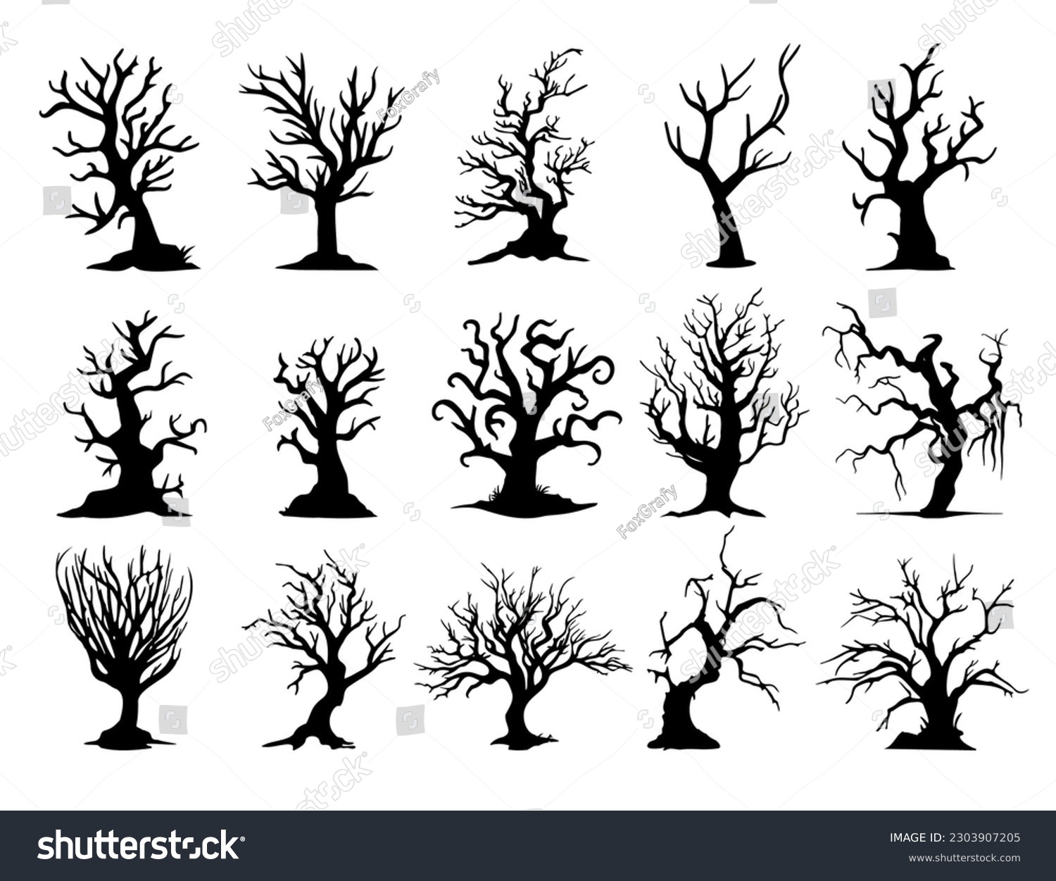 SVG of dry tree silhouette Ghost tree with scary devil face for Halloween card decoration svg