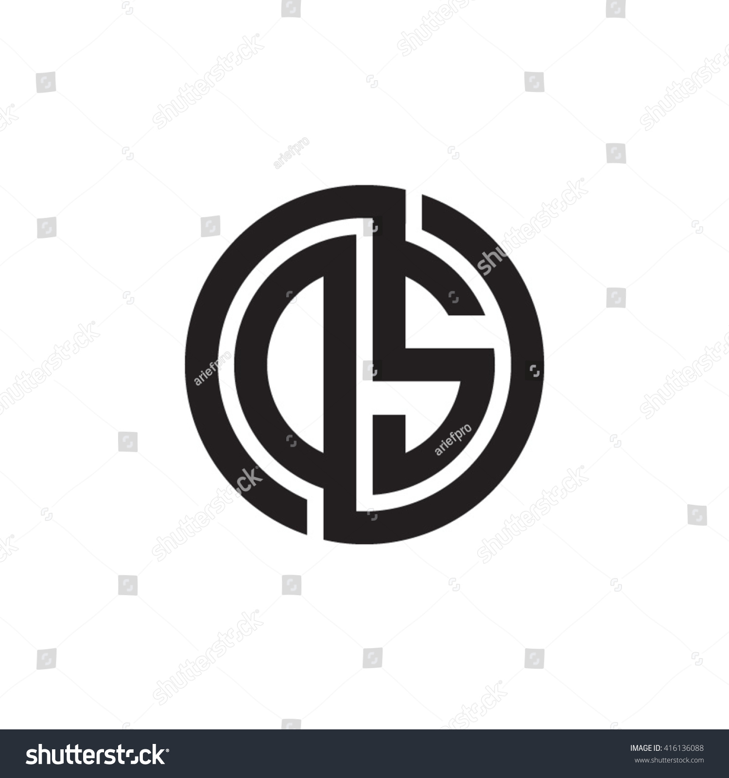 Ds Initial Letters Linked Circle Monogram Stock Vector 416136088 ...