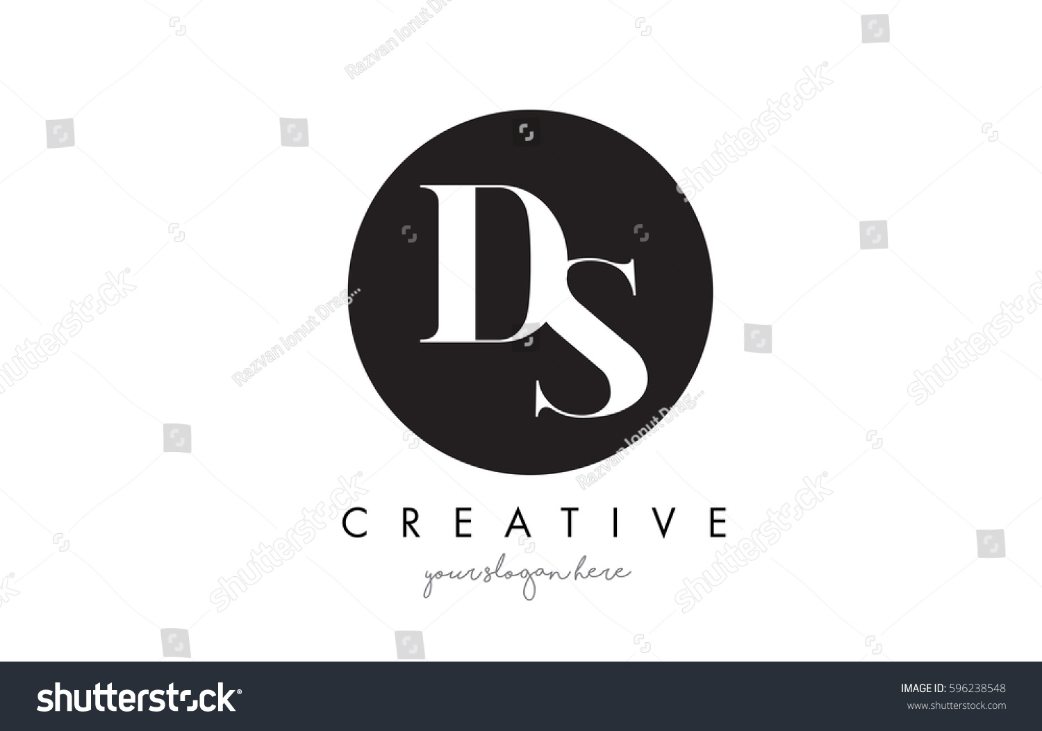 Ds Letter Logo Design Black Circle Stock Vector (Royalty Free) 596238548