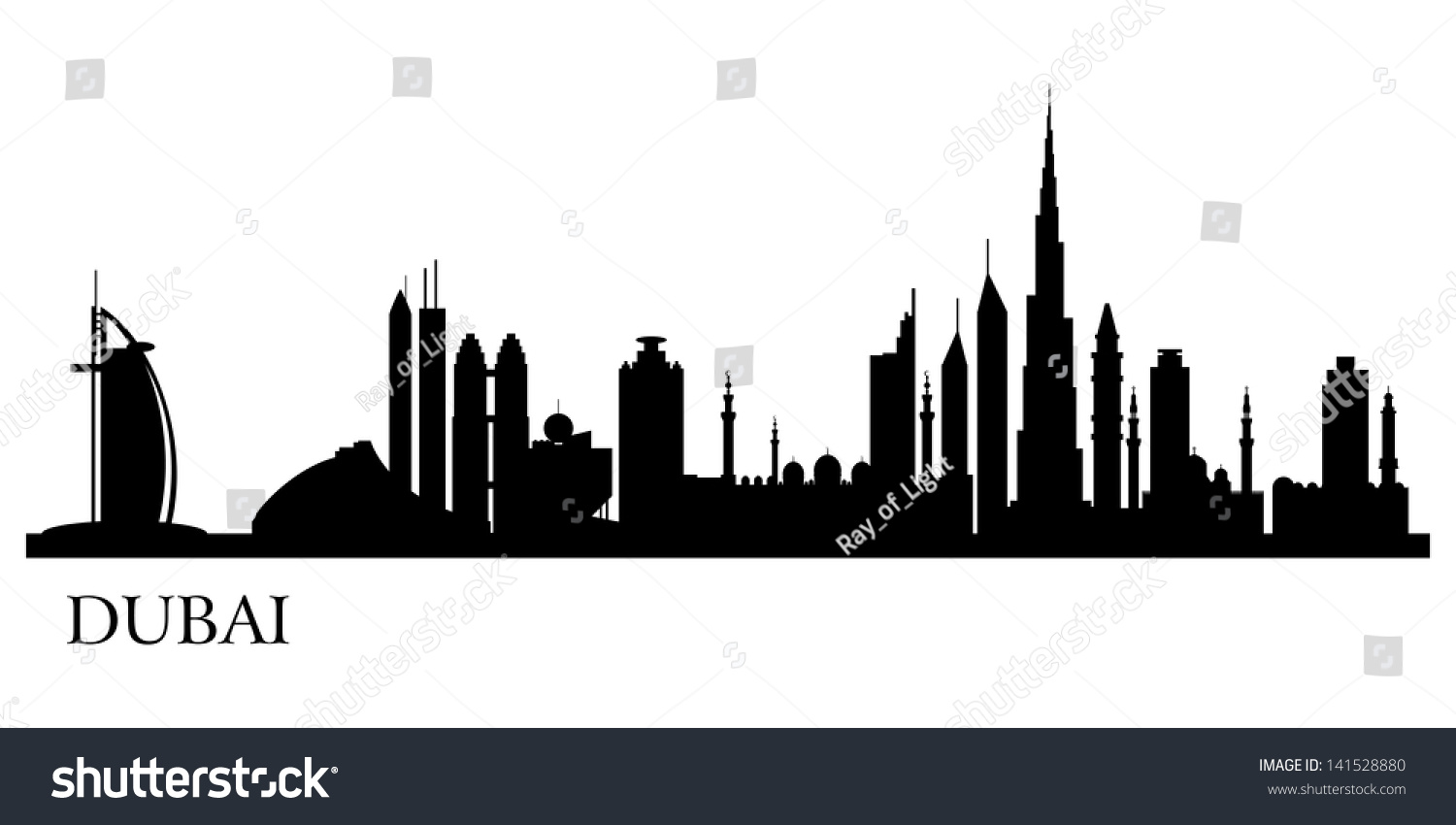 Dubai City Silhouette Vector Skyline Illustration Stock 