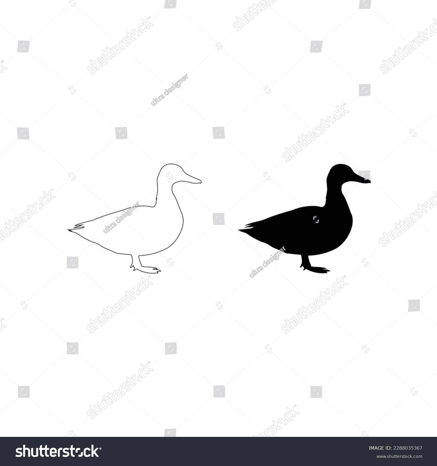 recommend clip art: Duck Icon Vector Isolated on Black and White Design Graphic . Duck black silhouette vector on a white background . Real duck silhouette.Duckling, simple color icon.