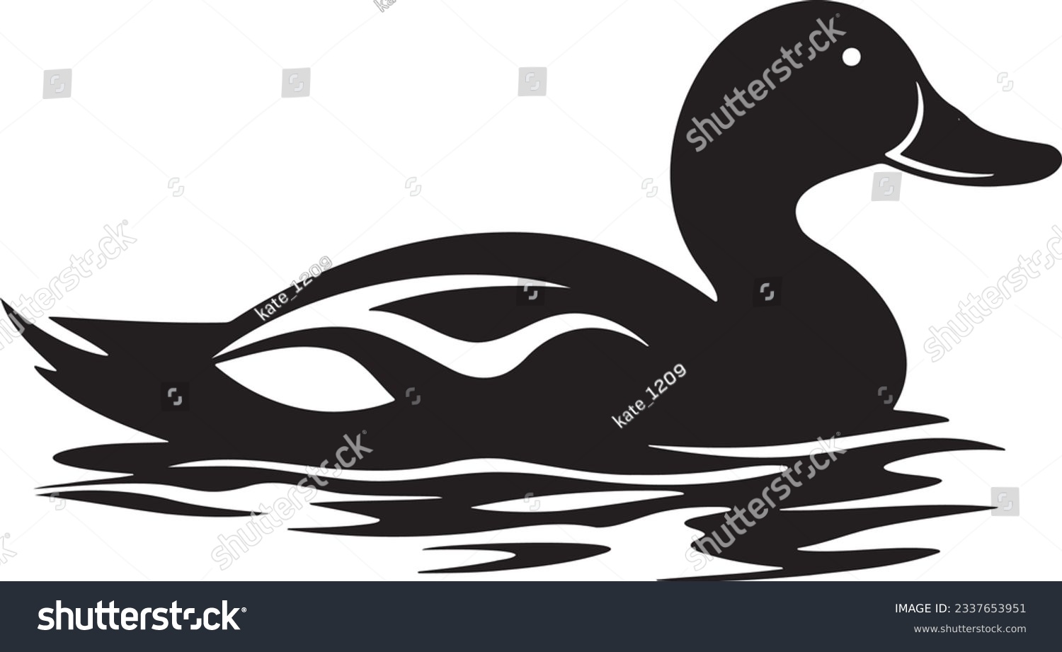 SVG of Duck swimming on a pond, Basic simple Minimalist vector SVG graphic, isolated on white background, black and white svg