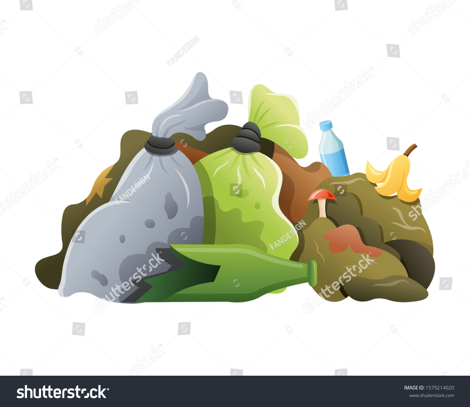 Dump Littering Heap Many Piles Trash Stock Vector (Royalty Free ...