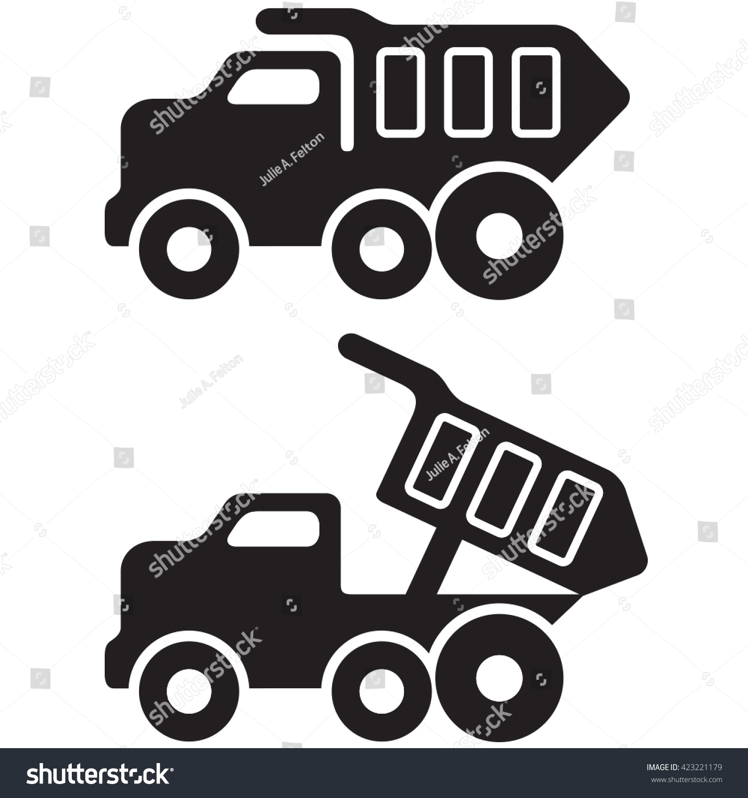 Download Dump Truck Silhouettes Stock Vector 423221179 - Shutterstock