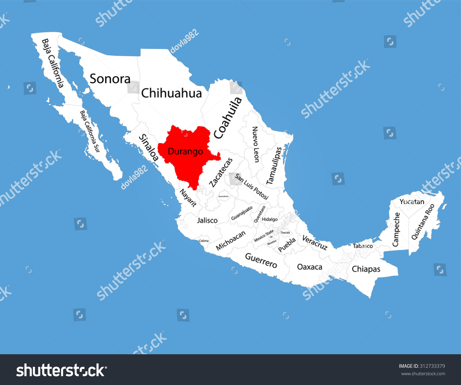 Durango Mexico On Map Durango Mexico Vector Map Silhouette Isolated Stock-Vektor (Royaltyfri)  312733379 | Shutterstock