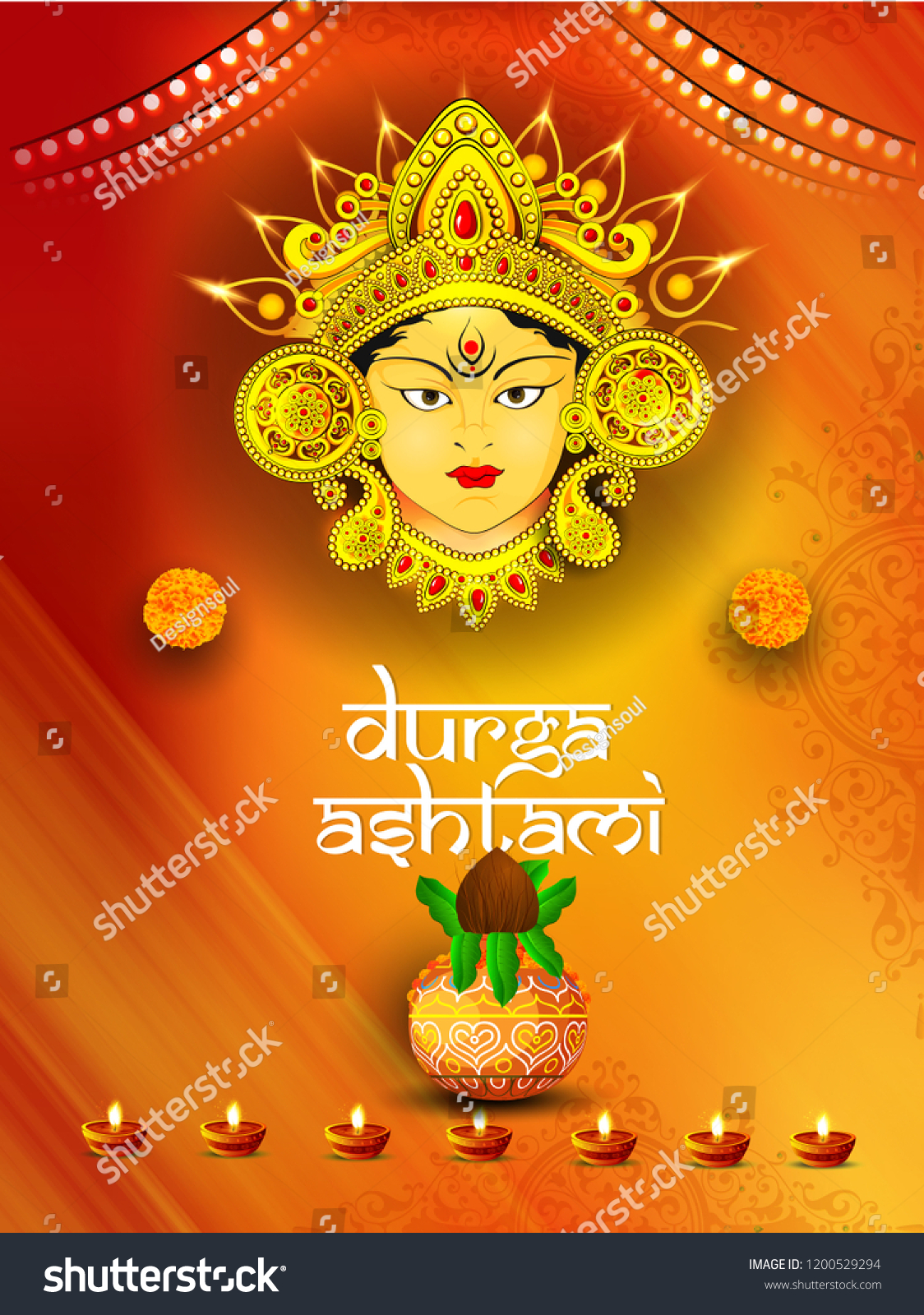 Durga Ashtami Poster Header Banner Card Stock Vector (Royalty Free ...