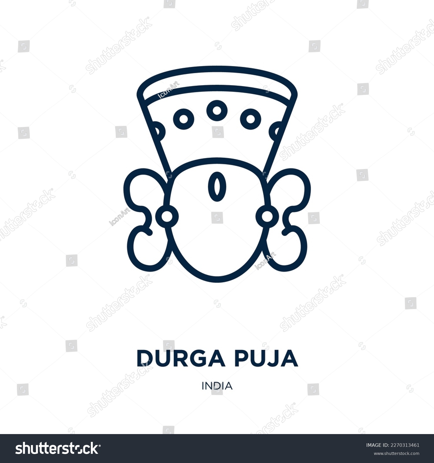 SVG of durga puja  icon from india collection. Thin linear durga puja , happy, durga outline icon isolated on white background. Line vector durga puja  sign, symbol for web and mobile svg
