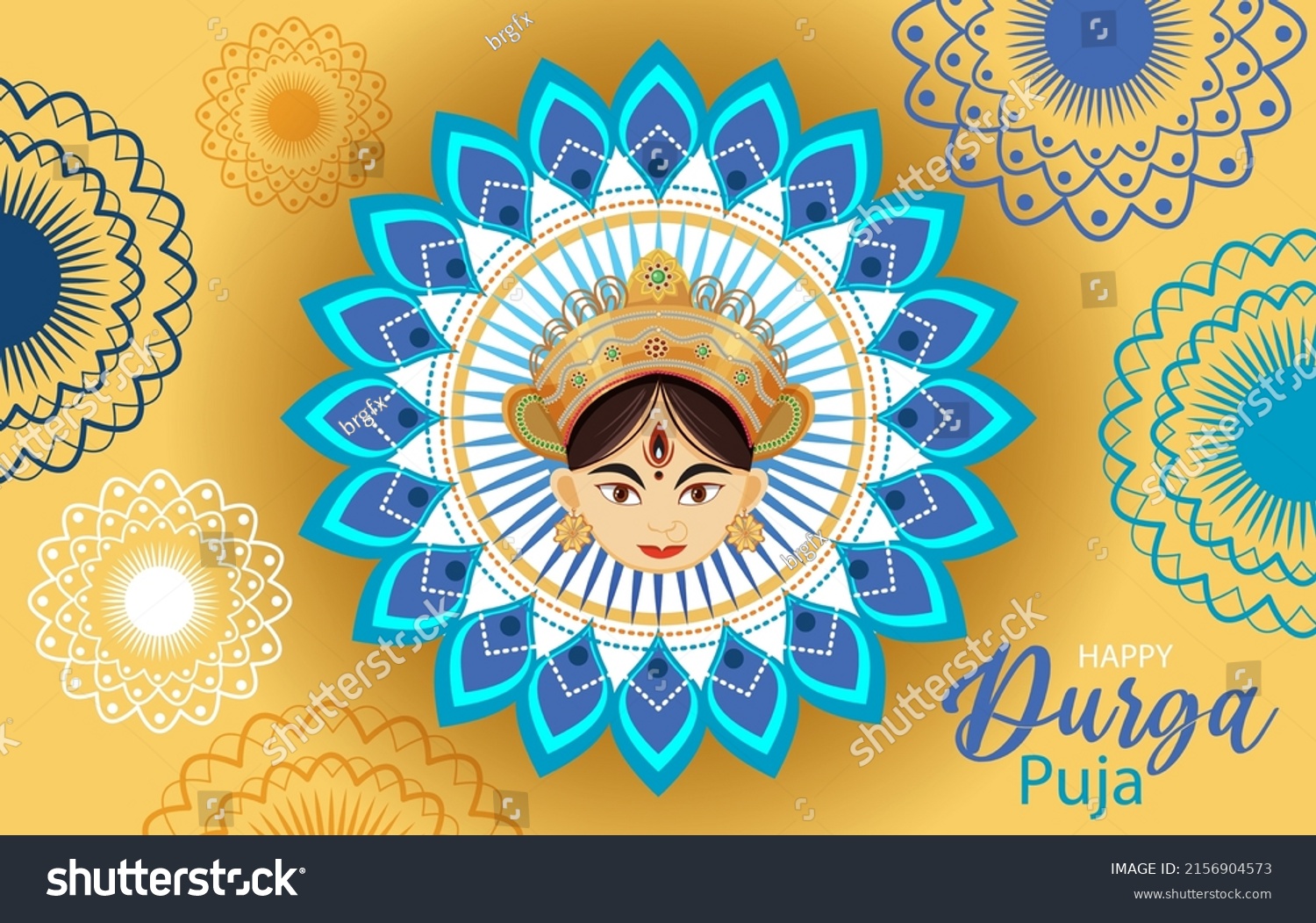 Durga Puja Indian Festival Banner Illustration Stock Vector (Royalty