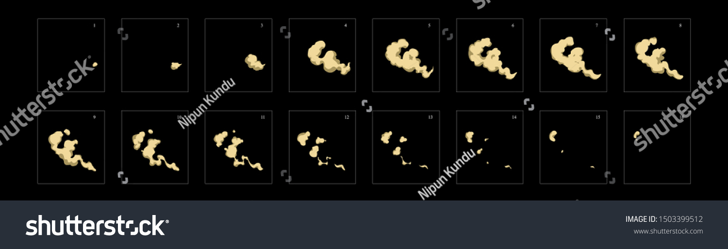 Vektor Stok Dust Animation Animation Dust Sprite Sheet (Tanpa Royalti ...