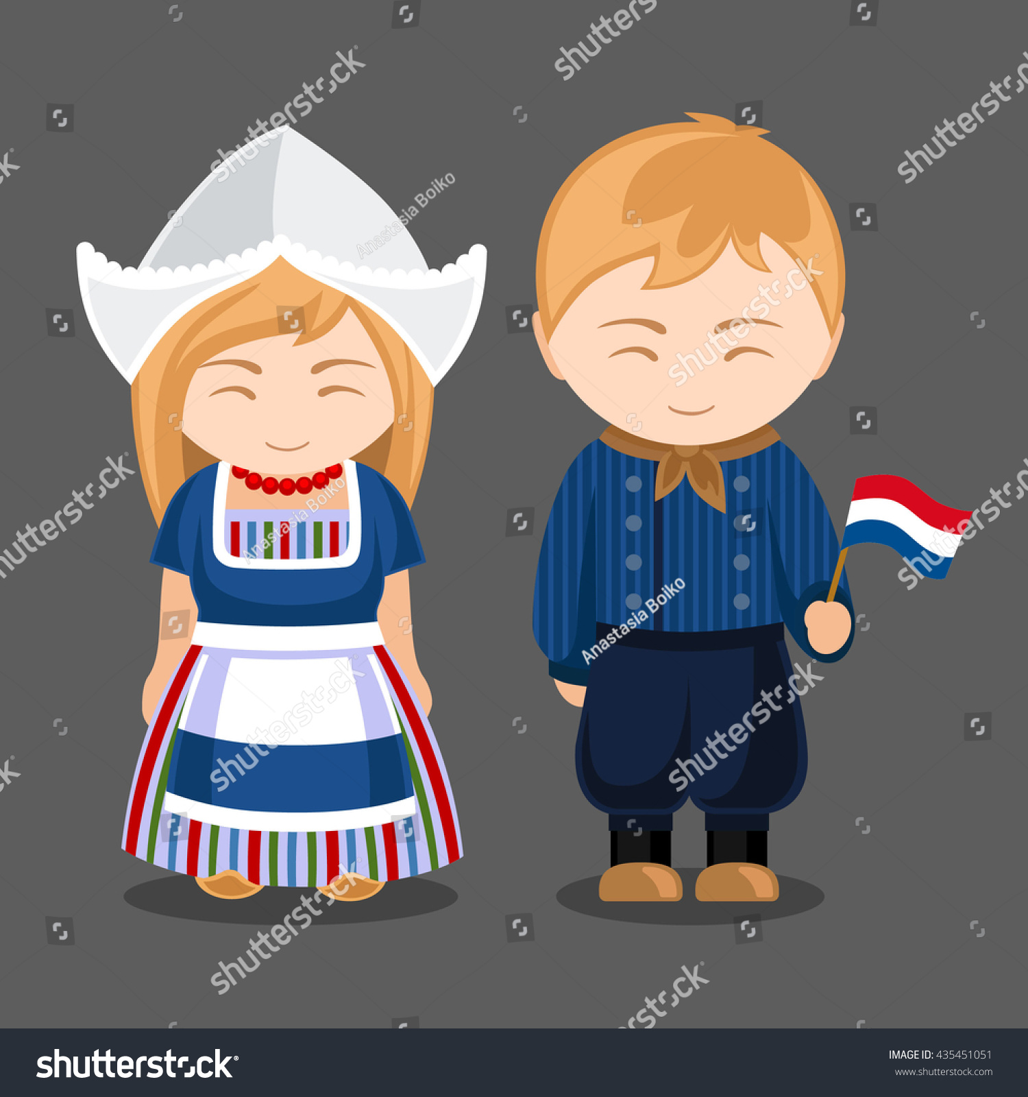 Dutches National Dress Flag Man Woman Stock Vector 435451051 - Shutterstock
