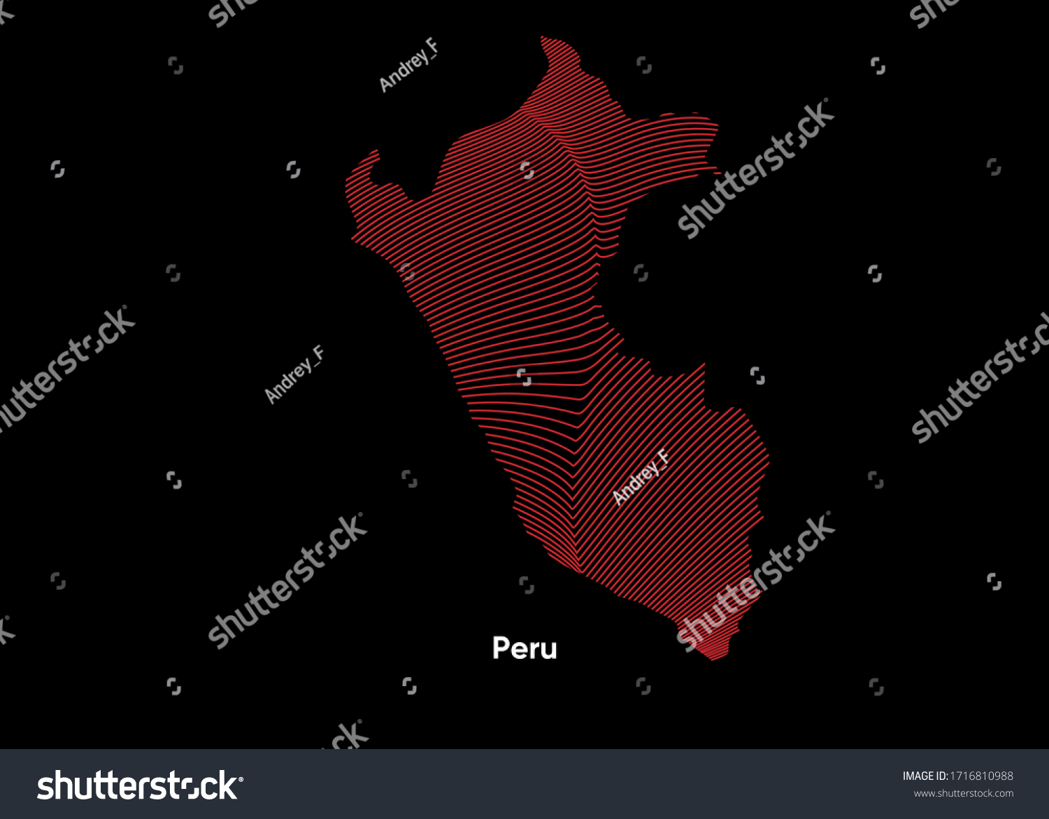 Dynamic Line Wave Map Peru Twist Stock Vector (Royalty Free) 1716810988