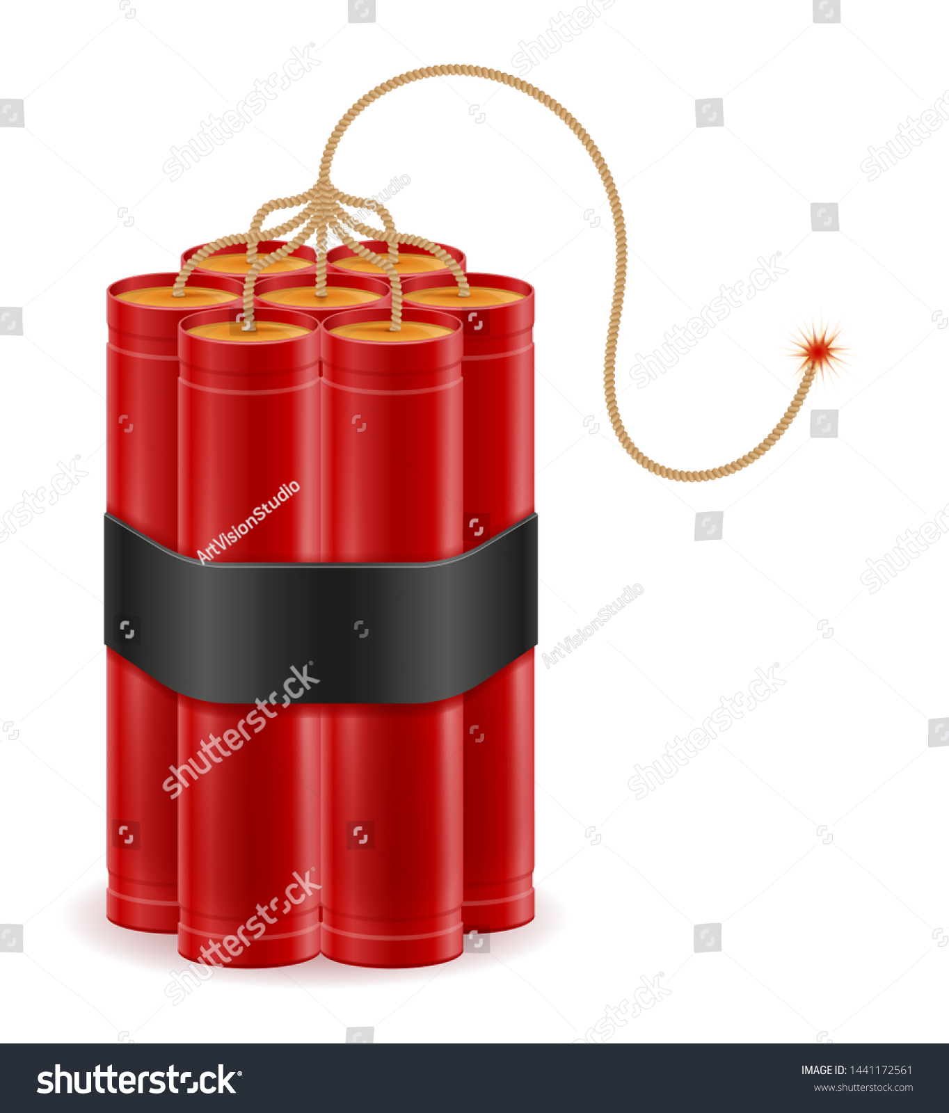 Dynamite Red Stick Bickford Fuse Stock Stock Vector Royalty Free 1441172561