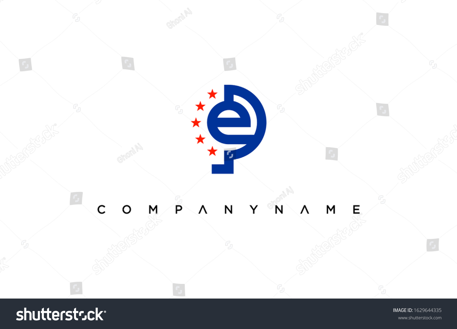 E P American Style Logo Simple Stock Vector Royalty Free