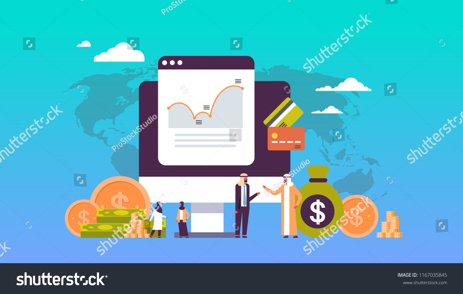 Ecommerce Business Money Graph Growth Wealth Stock Vector (royalty Free 