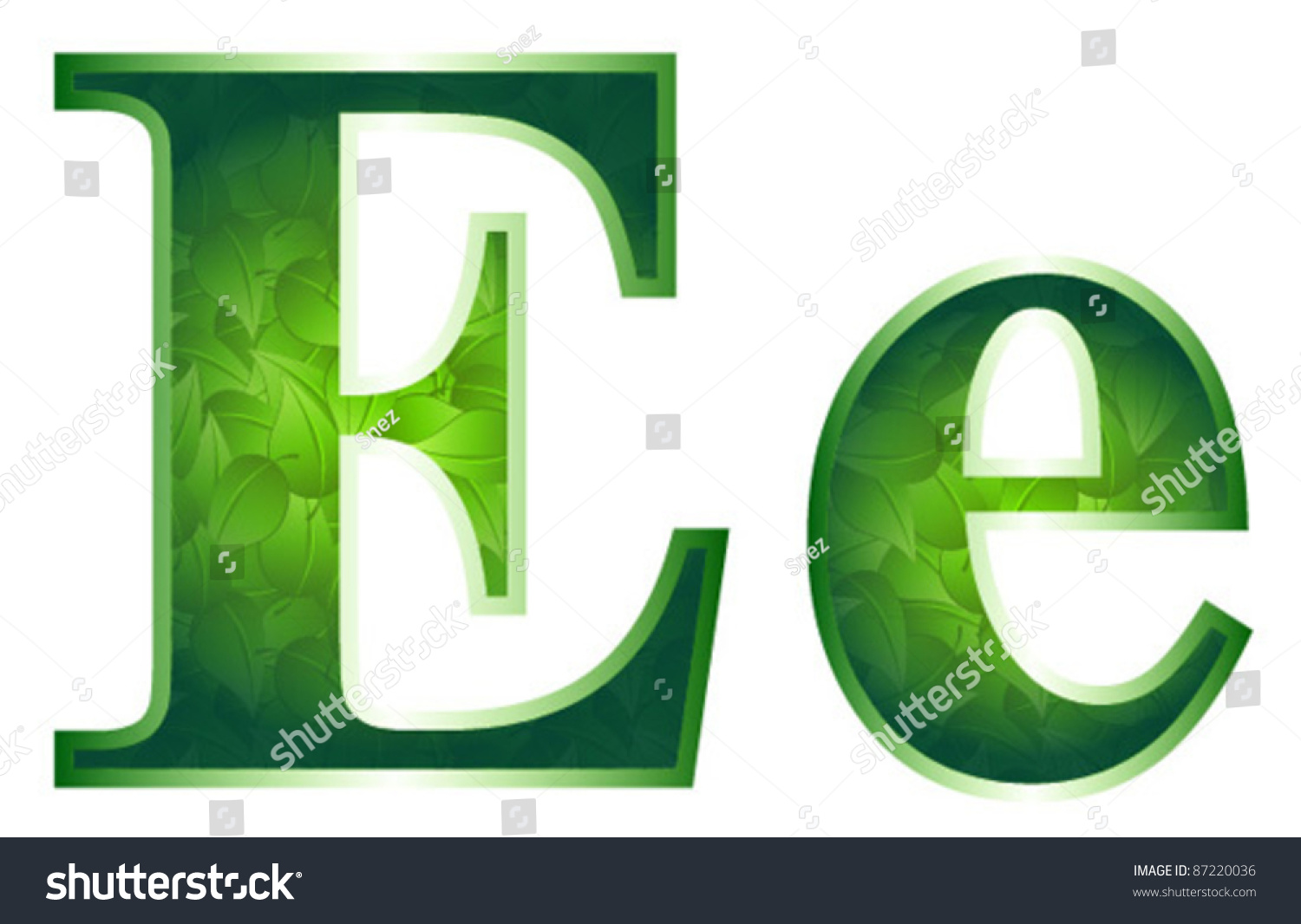 E Leaf Letter Stock Vector 87220036 - Shutterstock