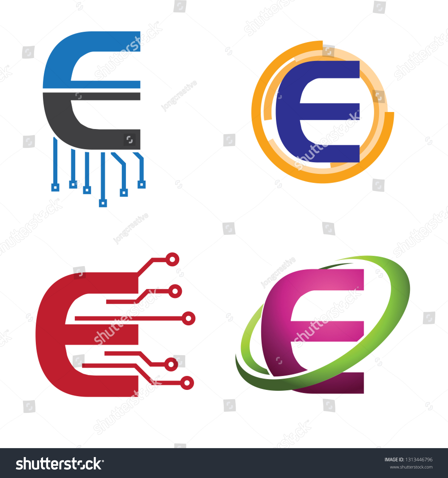 E Letter Technology Internet Symbol Logo Stock Vector Royalty Free