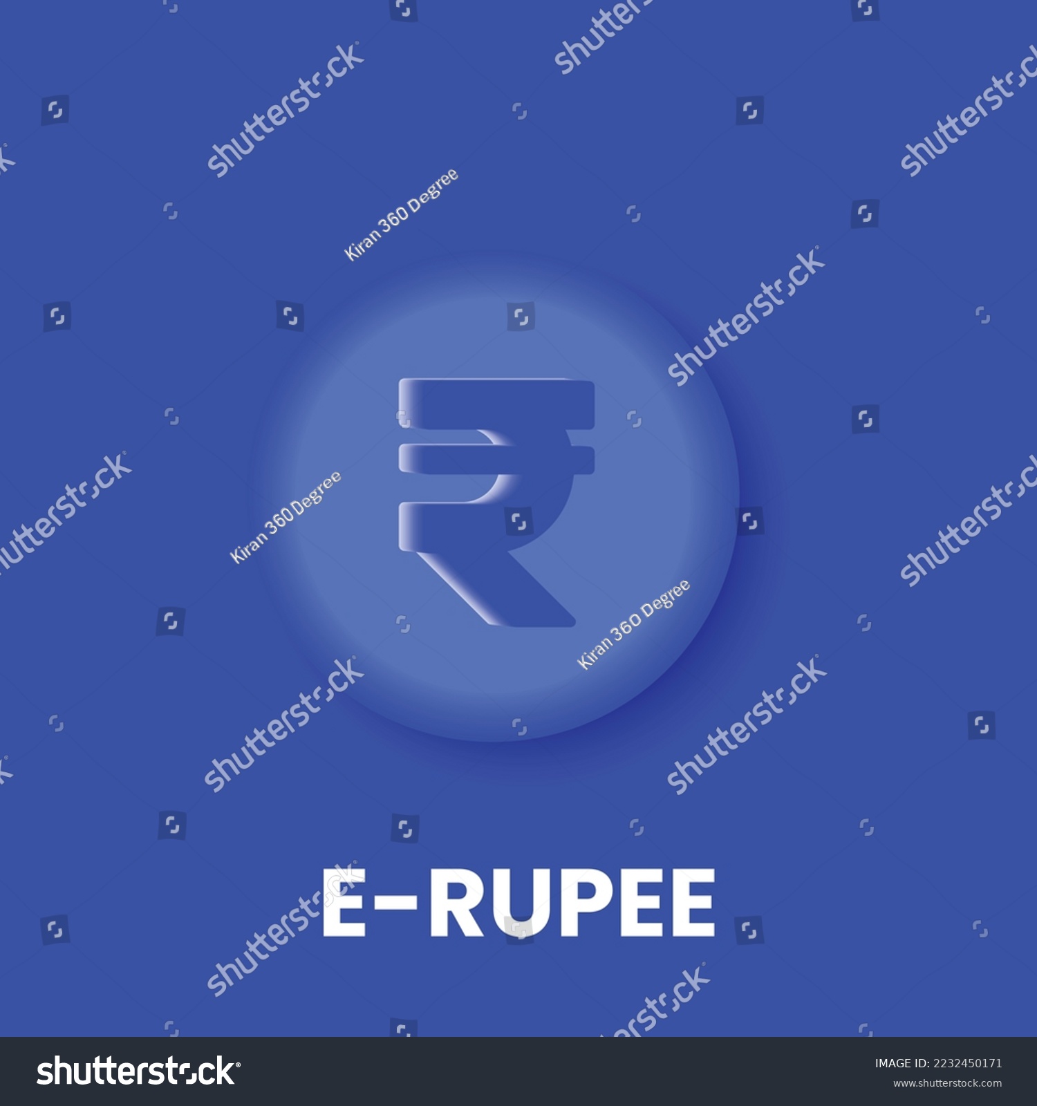 SVG of E Rupee or Digital Rupee 3D vector illustration, The Indian currency rupee INR blockchain finance technology concept logo and symbol isolated on blue background svg