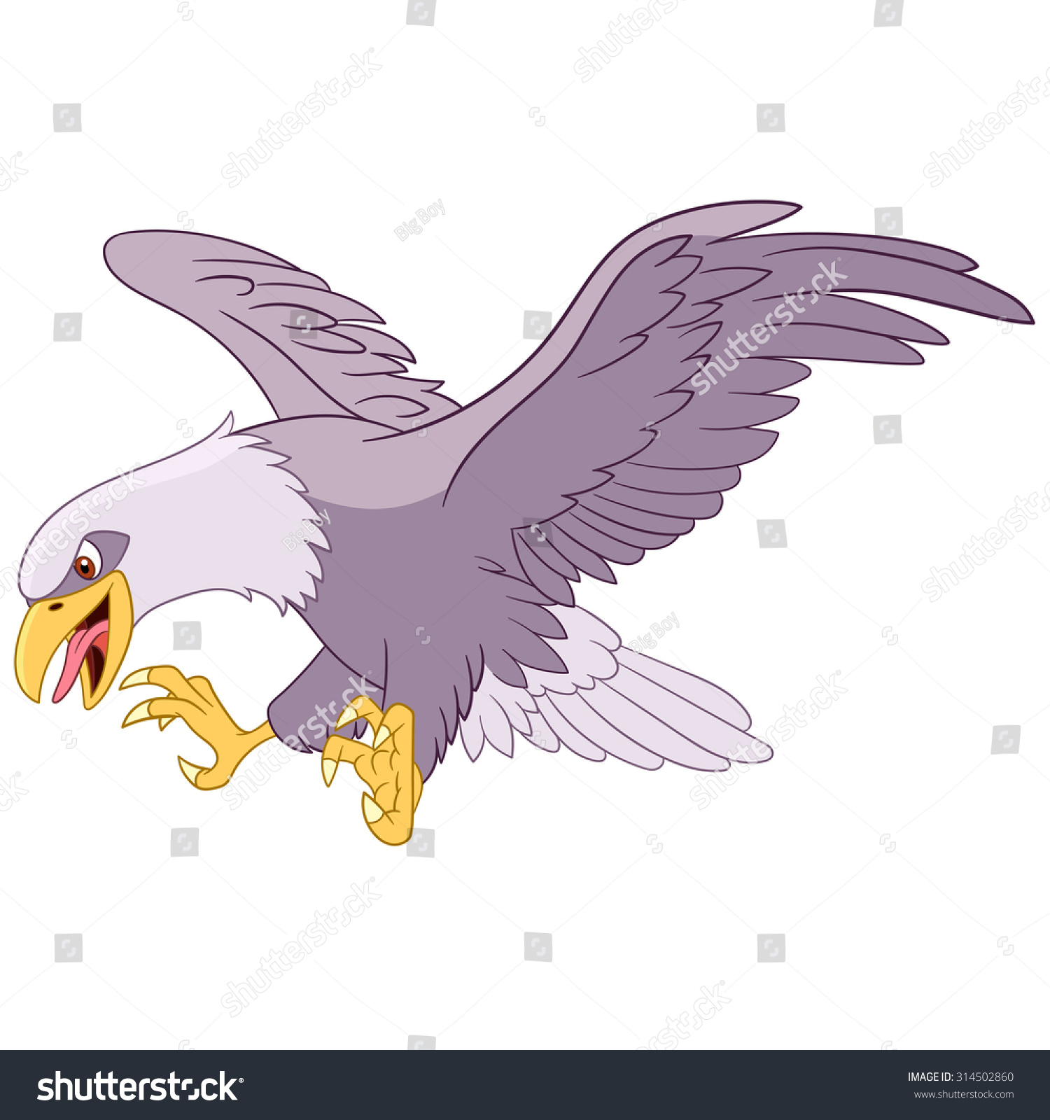 Eagle Bald Eagle Flying Cartoon Character Stock Vector (Royalty Free ...