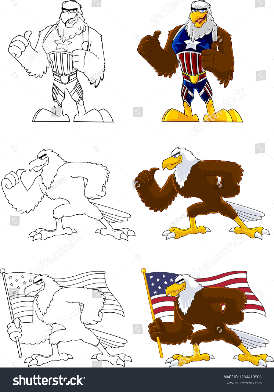 Eagle Bird Cartoon Character Vector Collection Stock Vector (Royalty ...