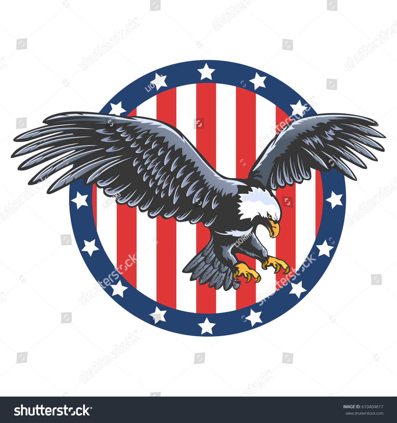 Eagle Emblem Isolated On White Vector Stock Vector (Royalty Free) 610404617