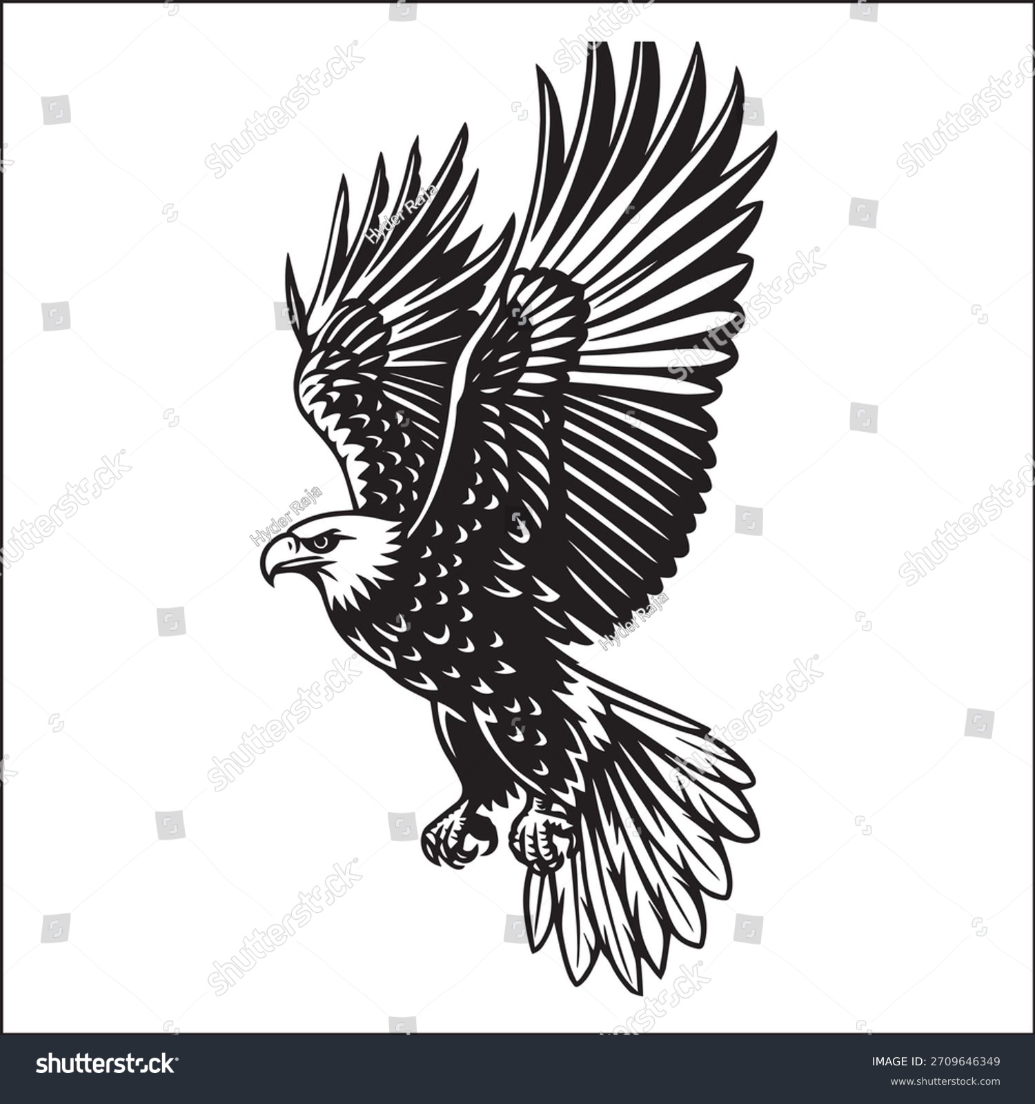 black and white eagle soaring clip art preview