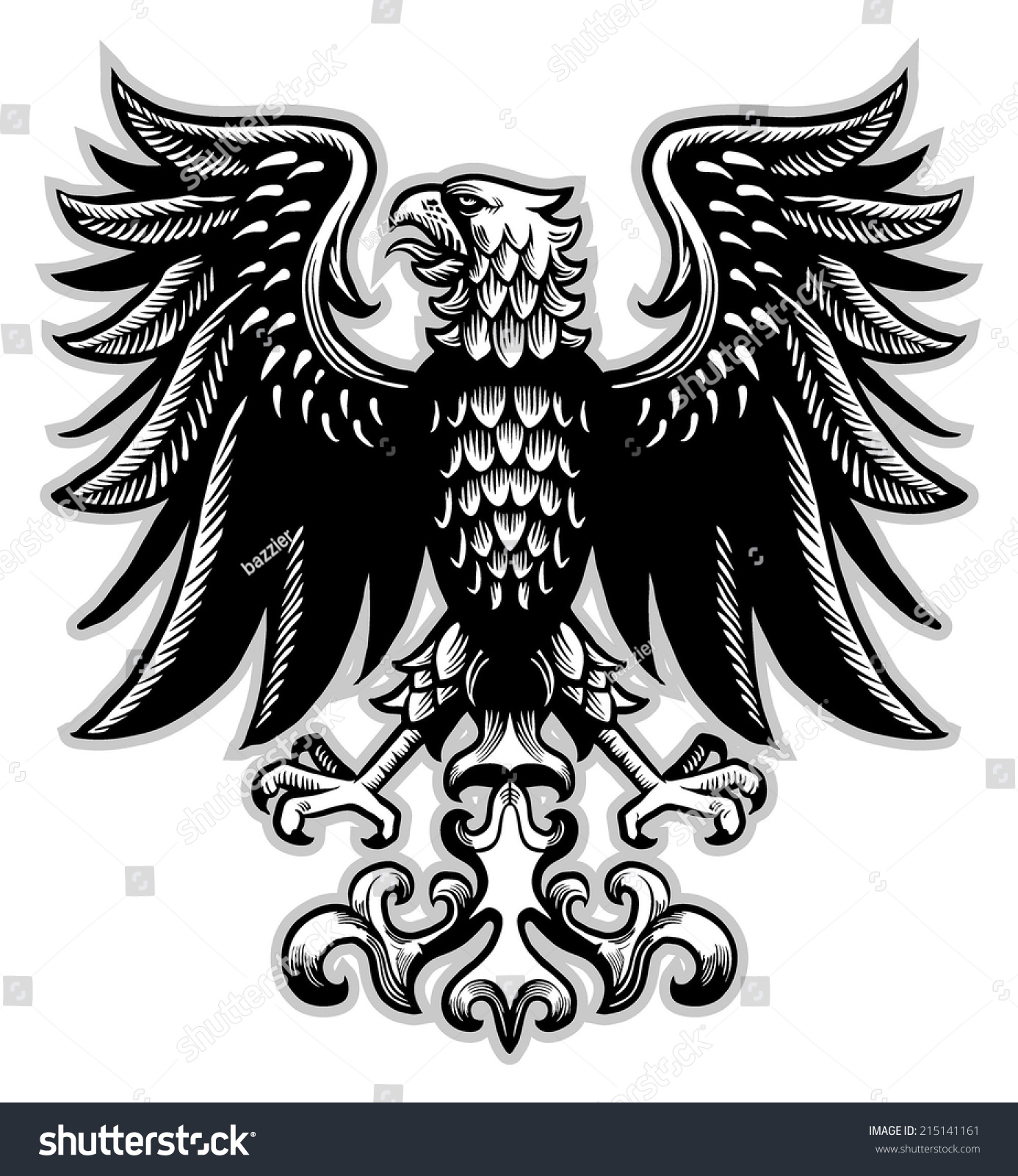 Eagle Heraldry In Classic Pen Style Stock Vector Illustration 215141161 ...