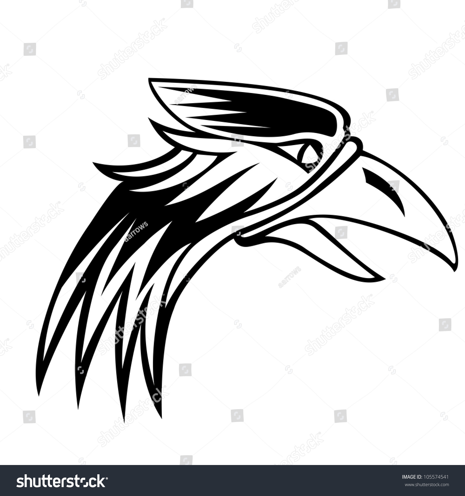 Eagle Isolated On White Background Black Stock Vector 105574541