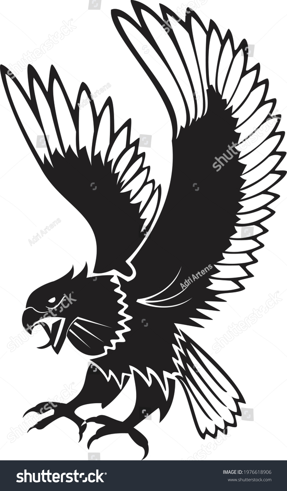 Eagle Landing Icon Black Silhouette Stock Vector (Royalty Free ...