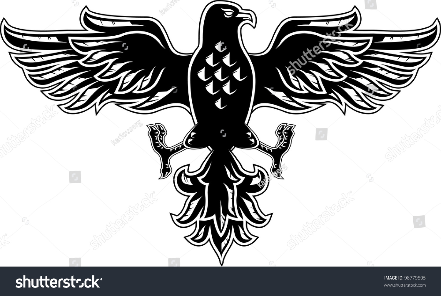 Eagle Symbol Isolated On White Tattoo Stock Vector 98779505 - Shutterstock