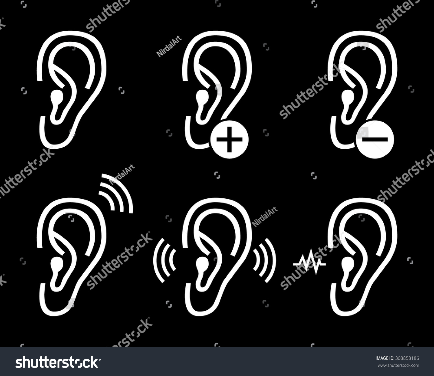 Ear Hearing Aid Deaf Problem Icons Stock Vector (Royalty Free) 308858186