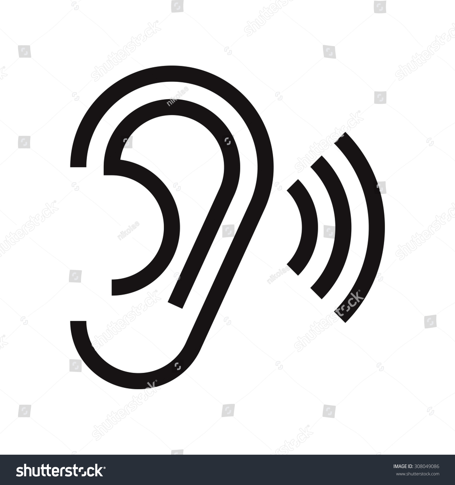 Ear Icon Hearing Symbol Isolated On Stock Vector 308049086 - Shutterstock