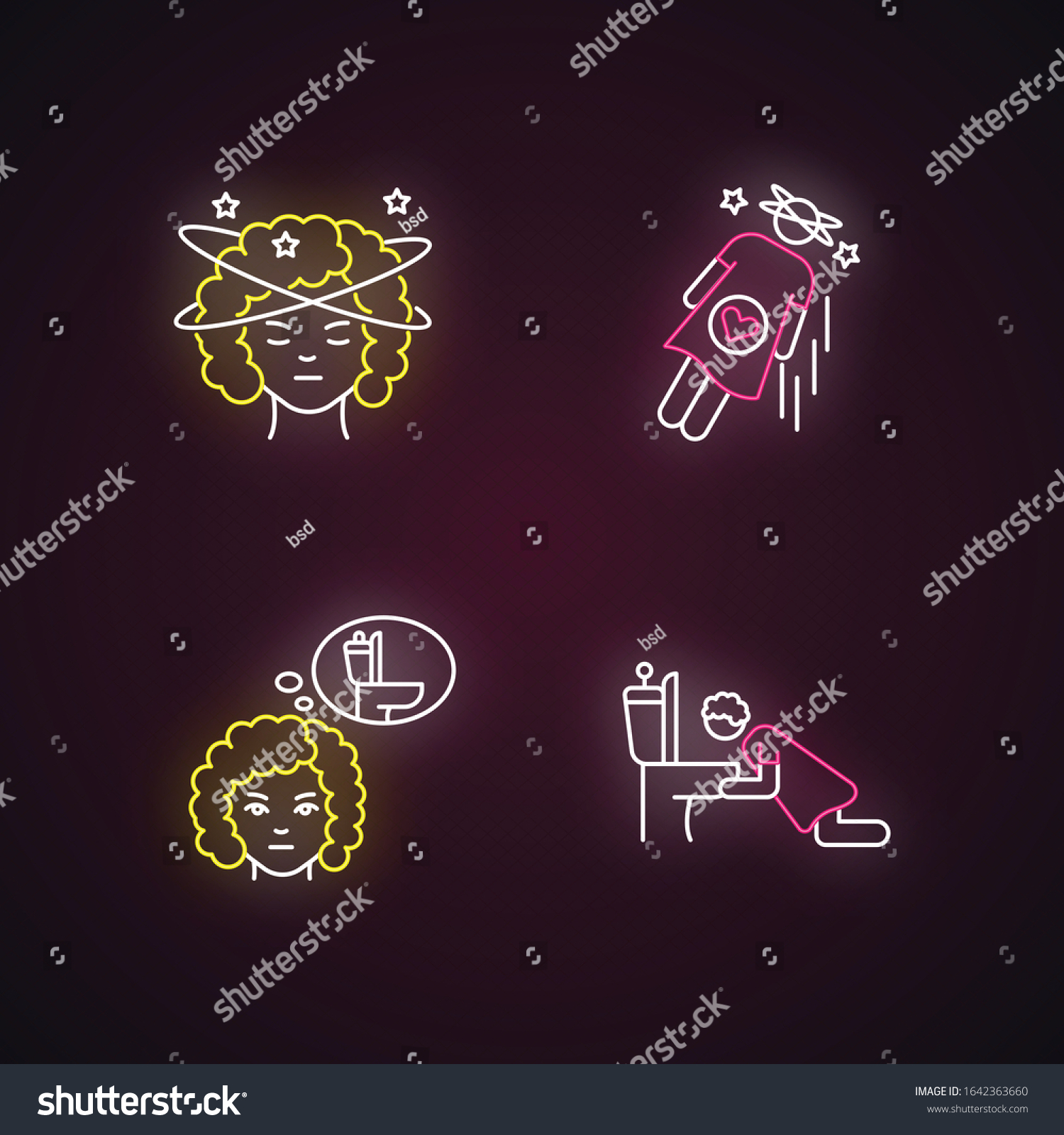 Early Pregnancy Symptom Neon Light Icons Stock Vector Royalty Free 1642363660 Shutterstock 6064