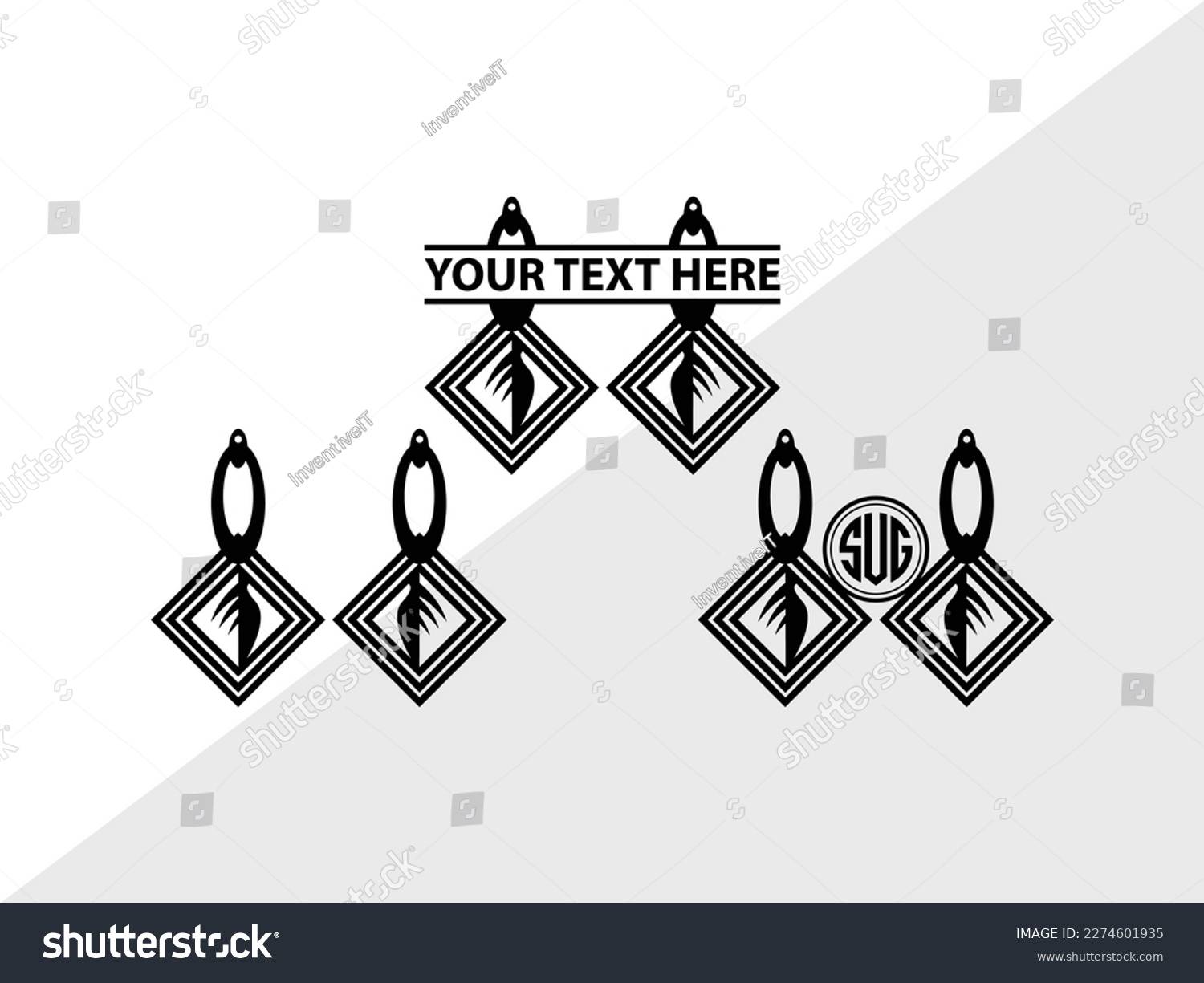 SVG of Earring SVG Monogram Vector Illustration Silhouette svg