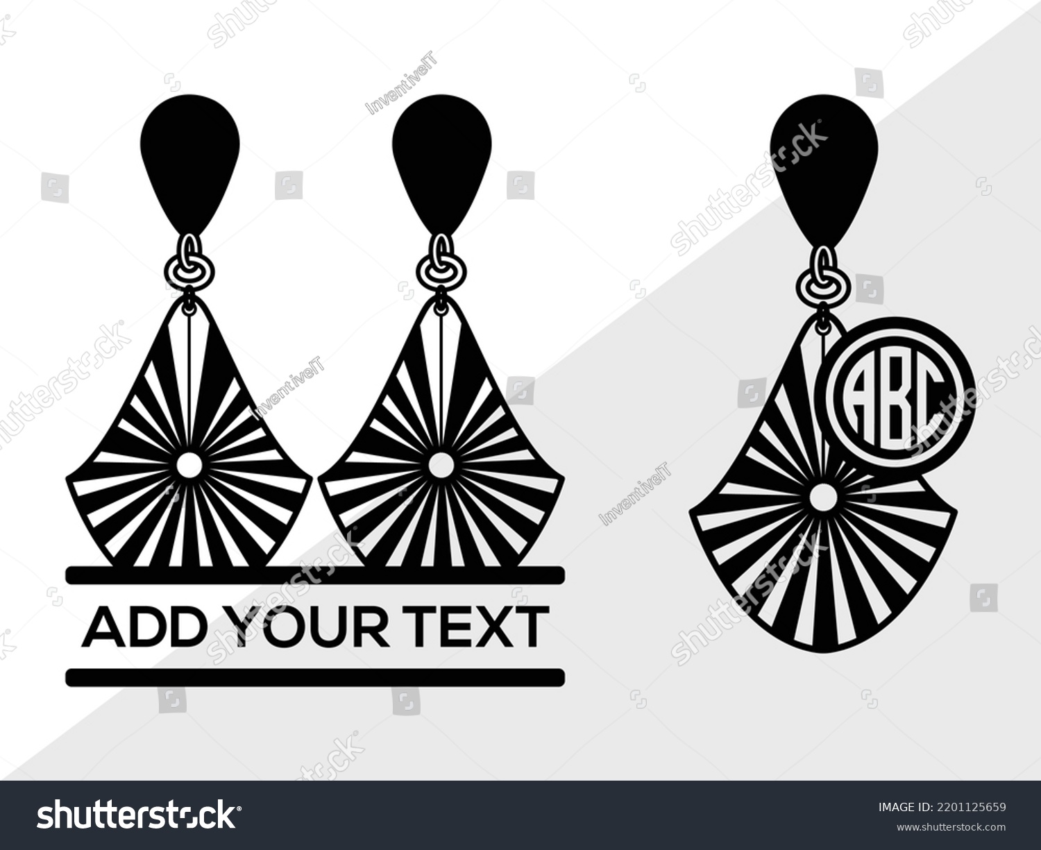 SVG of Earrings Monogram SVG Printable Vector Illustration svg