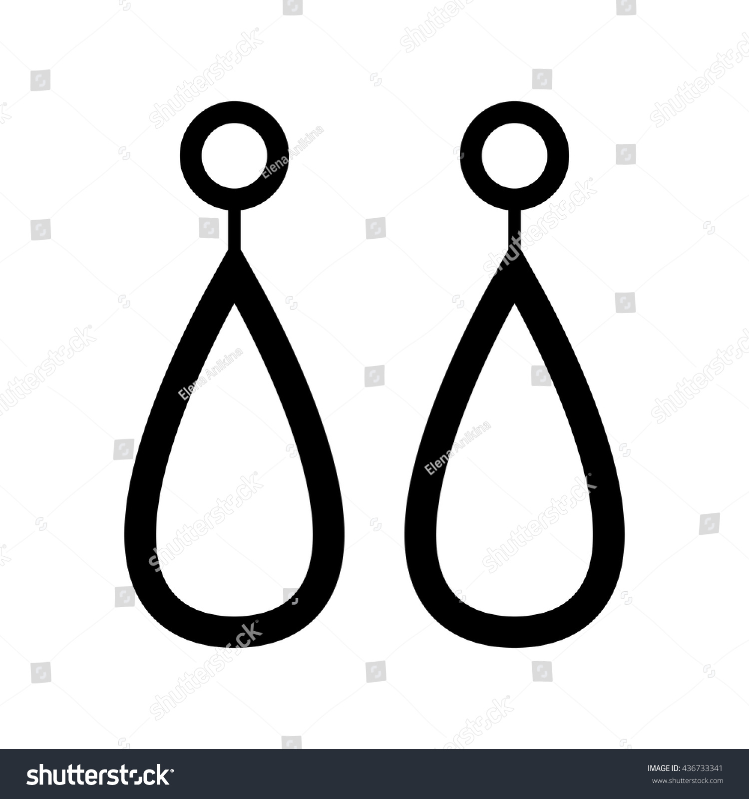 Earrings Silhouette. Vector Illustration. - 436733341 : Shutterstock