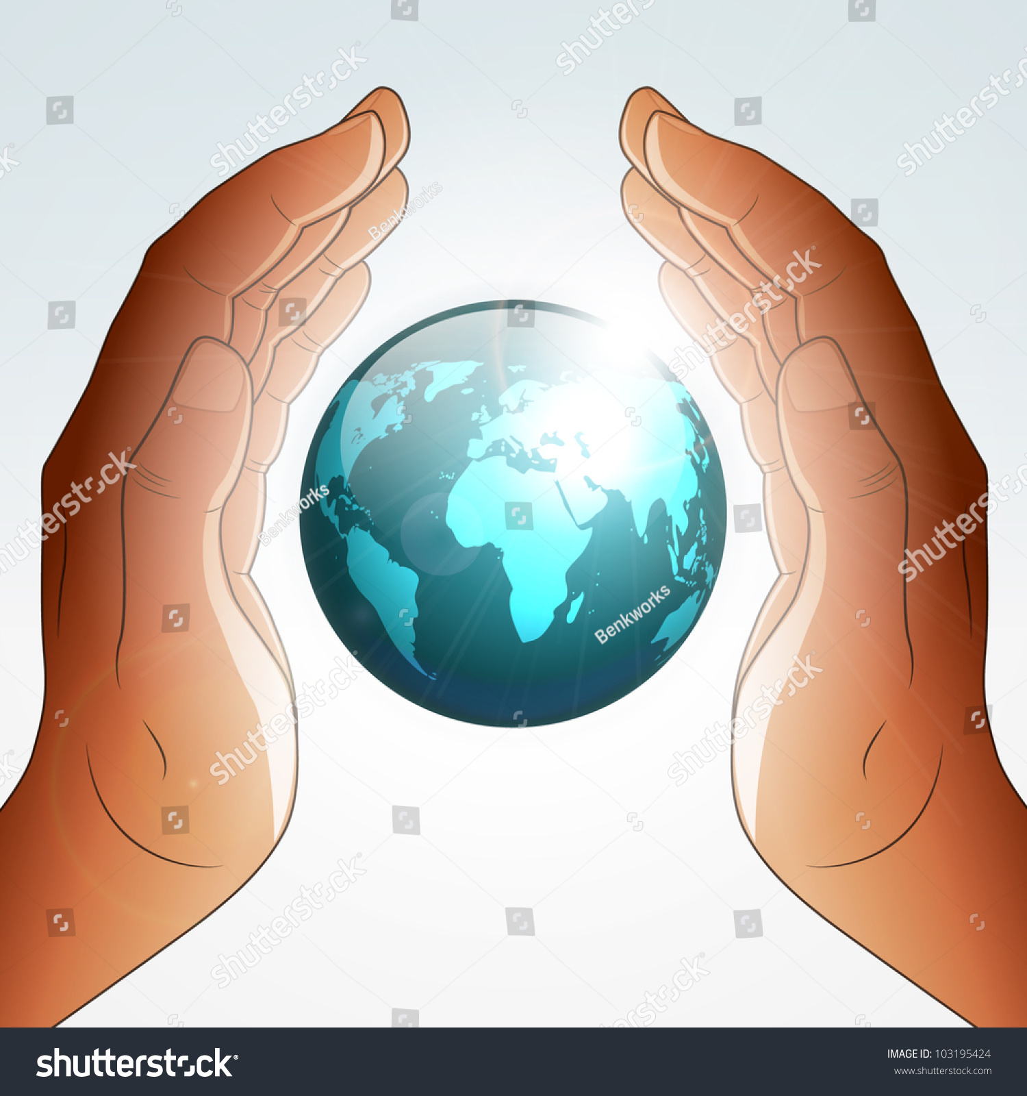 Earth Blessing By Hands Stock Vector 103195424 - Shutterstock