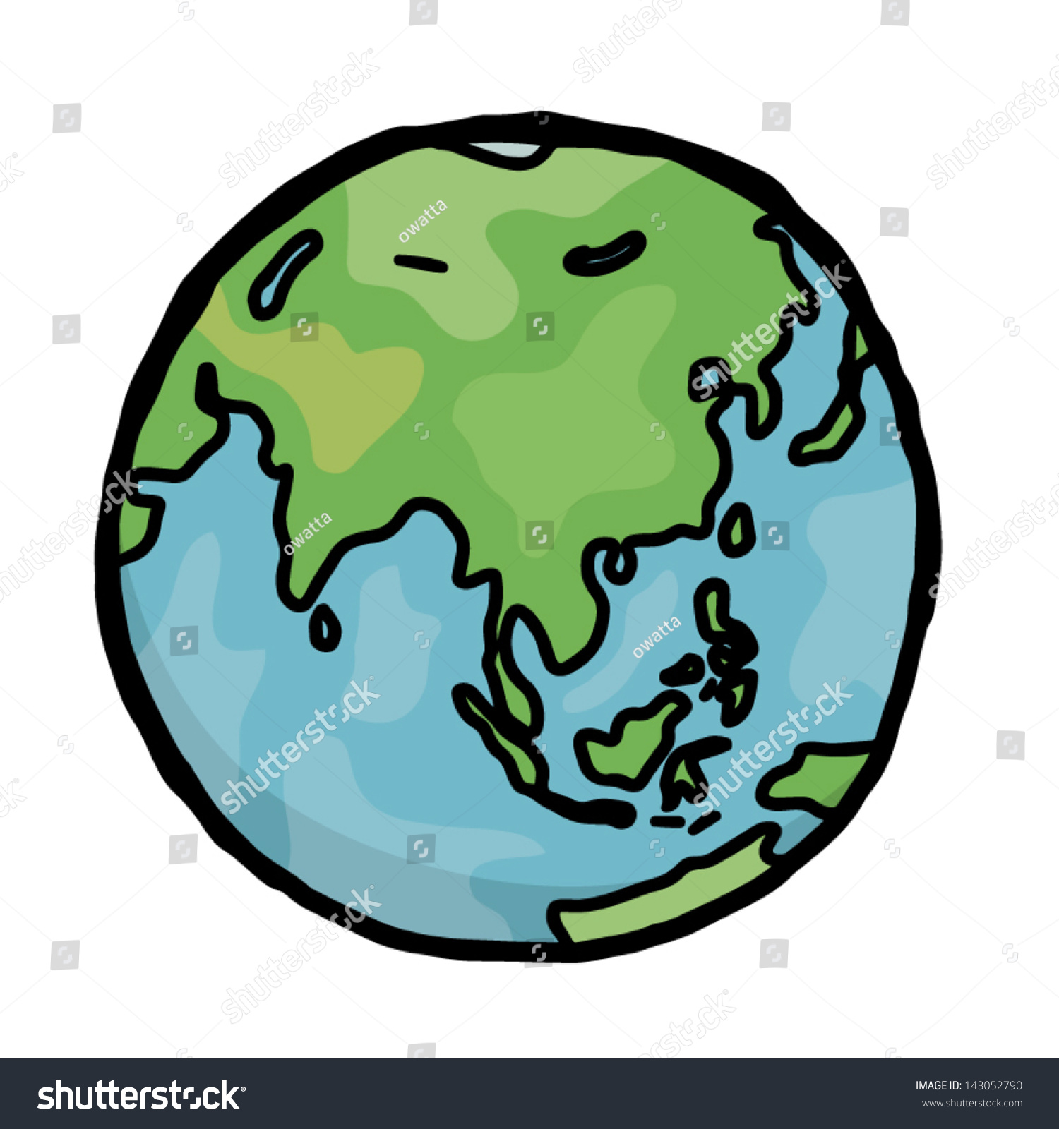  Earth Cartoon Vector Illustration Hand Drawn Stock Vector 143052790 