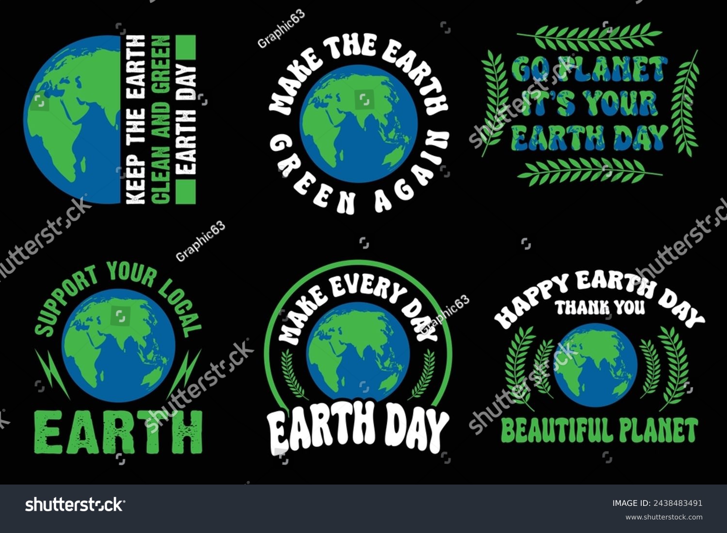 SVG of Earth Day Design Bundle.World Environment Day 05 June 2024. Earth Day is April 22 Motivational Typography Quotes Print For T Shirt,Poster,Banner,Logo Design Set Bundle Vector Eps Illustration. svg